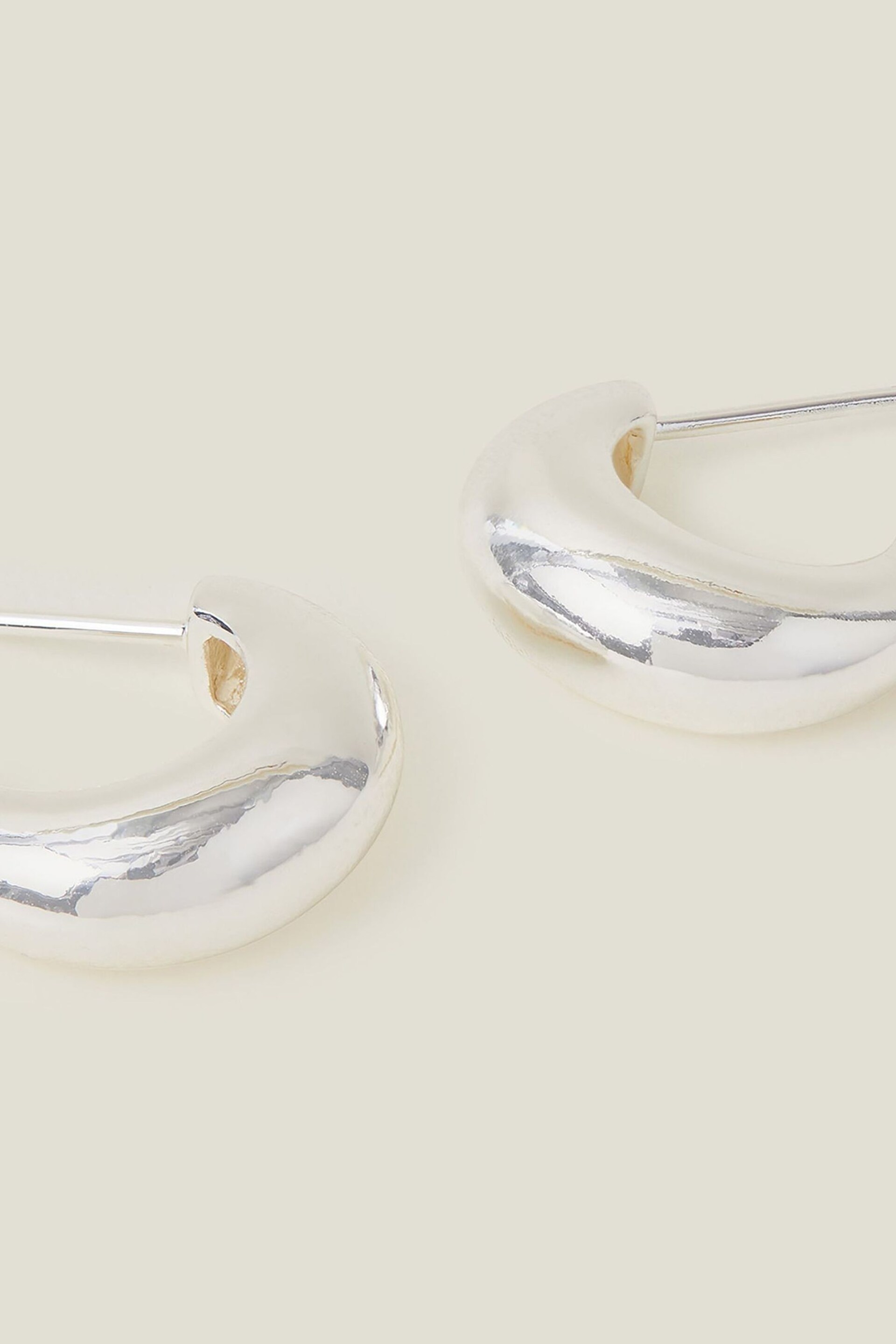 Accessorize Sterling Silver Plated Chunky Hoop Earrings - Image 2 of 3