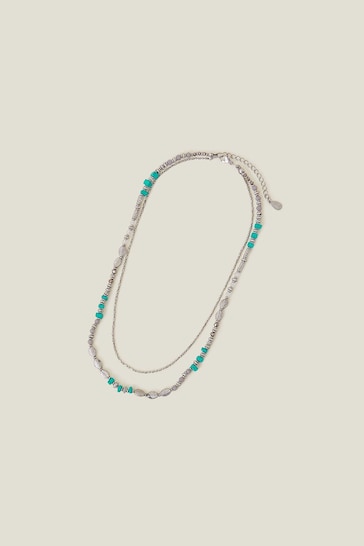 Accessorize Blue Leaf Layered Necklace