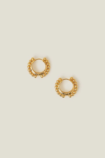 Accessorize 14ct Gold Plated Bobble Round Hoop Earrings