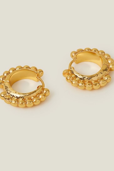 Accessorize 14ct Gold Plated Bobble Round Hoop Earrings