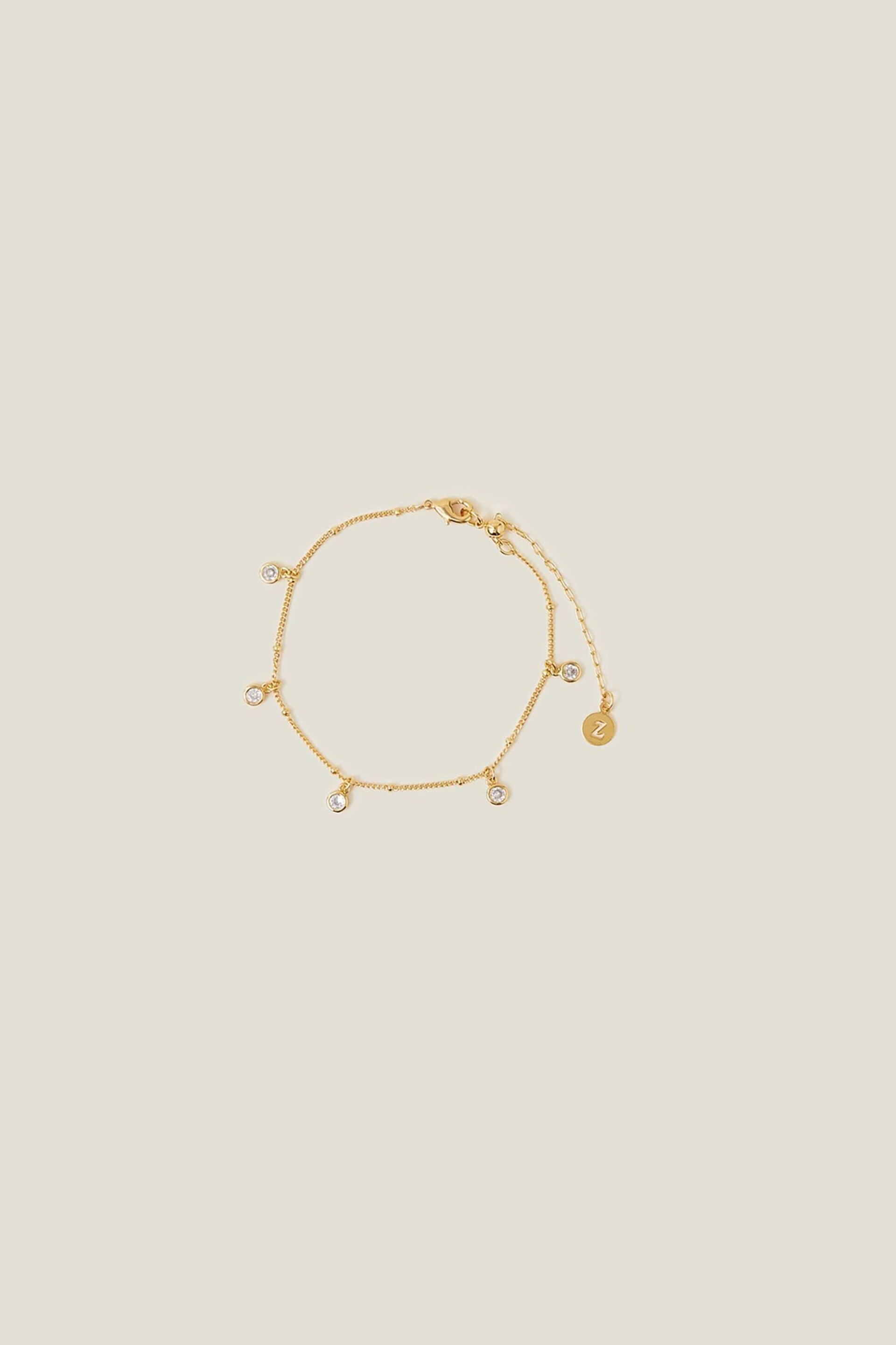 Accessorize 14ct Gold Plated Crystal Station Bracelet - Image 1 of 3