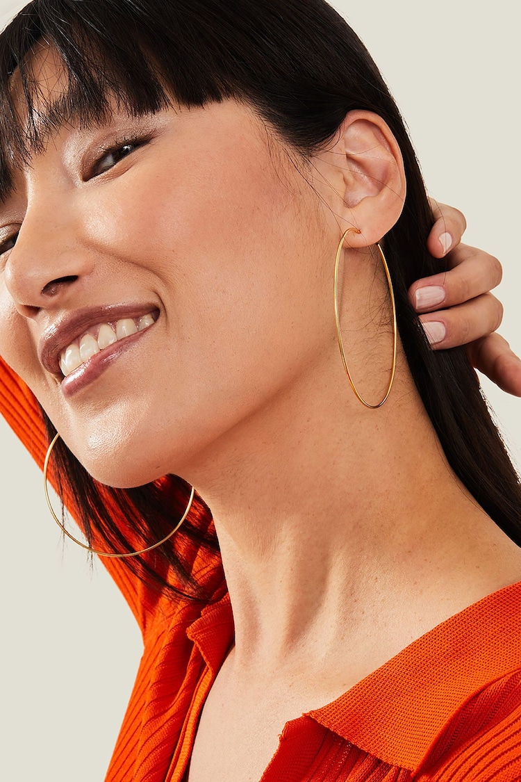 Accessorize 14ct Gold Plated Large Thin Hoops - Image 3 of 3