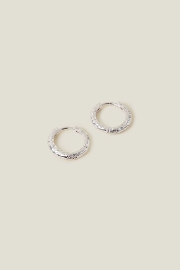Accessorize Sterling Silver-Plated Molten Huggie Hoops