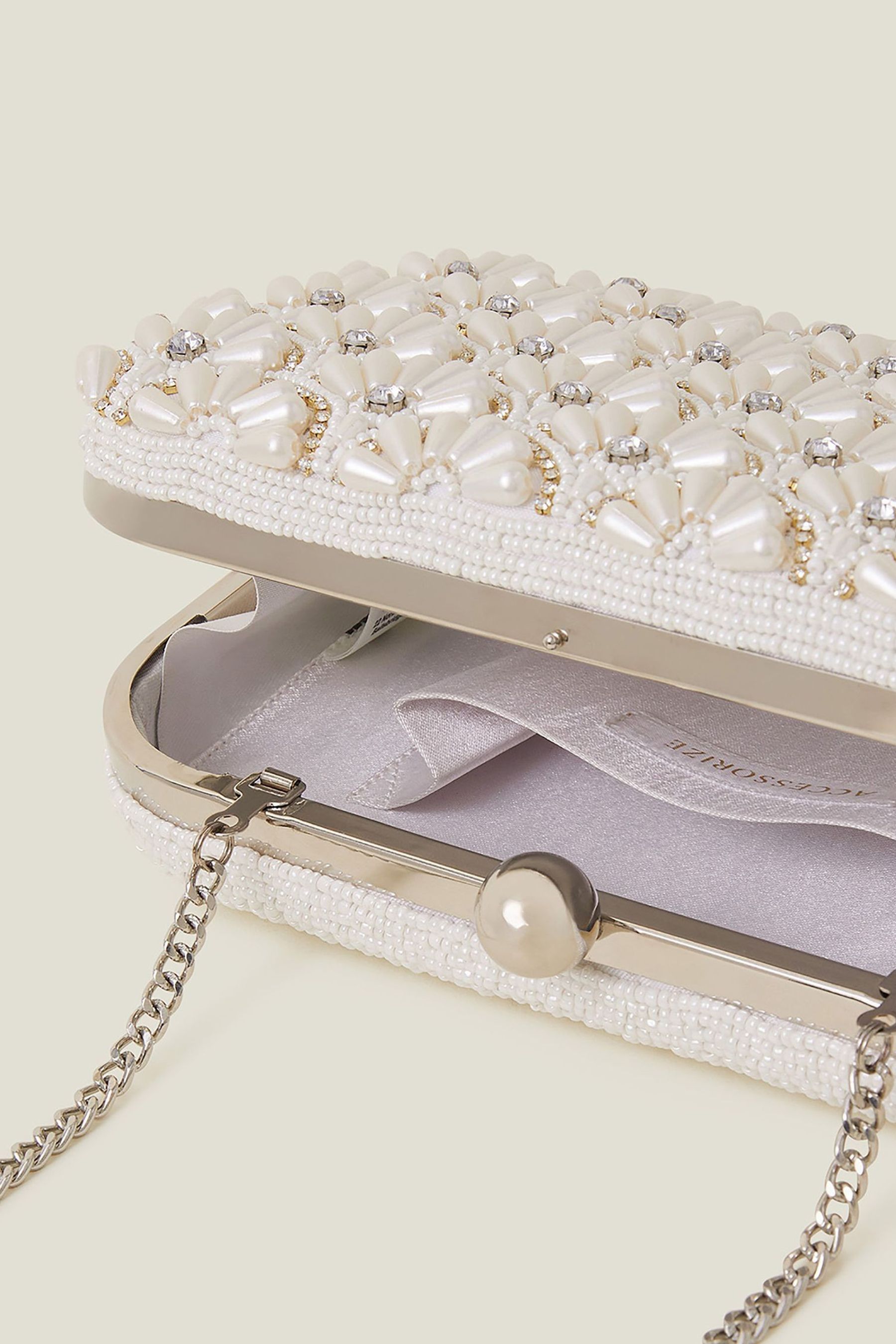 Buy Accessorize Natural Bridal Hand Beaded Hardcase Clutch from the Next UK online shop