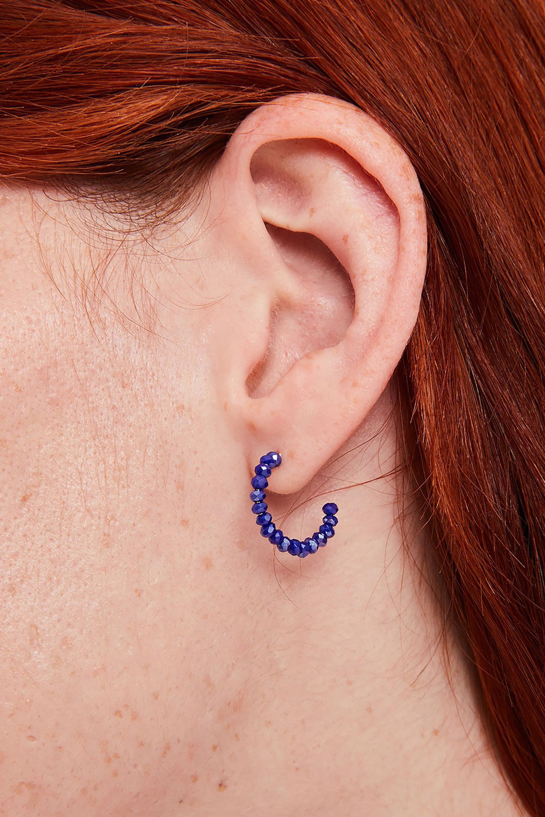 Buy Accessorize Blue 14ct Gold Plated Small Beaded Earrings from