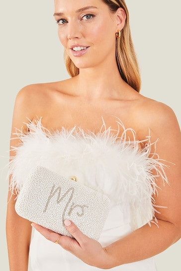Accessorize Natural Bridal Mrs Customizable Clutch Bag