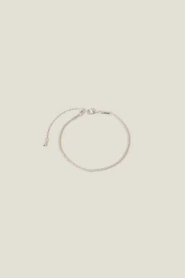 Accessorize Sterling Silver-Plated Sparkle Pop Chain Bracelet