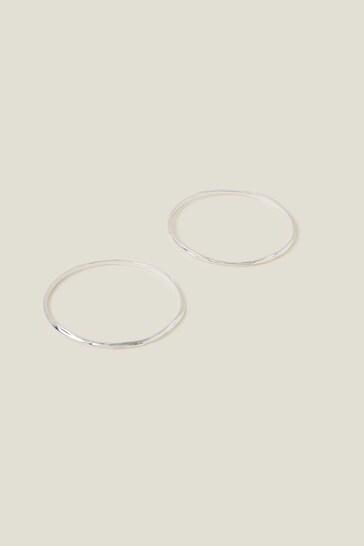 Accessorize Sterling Silver-Plated Molten Bangles 2 Pack