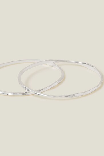Accessorize Sterling Silver-Plated Molten Bangles 2 Pack