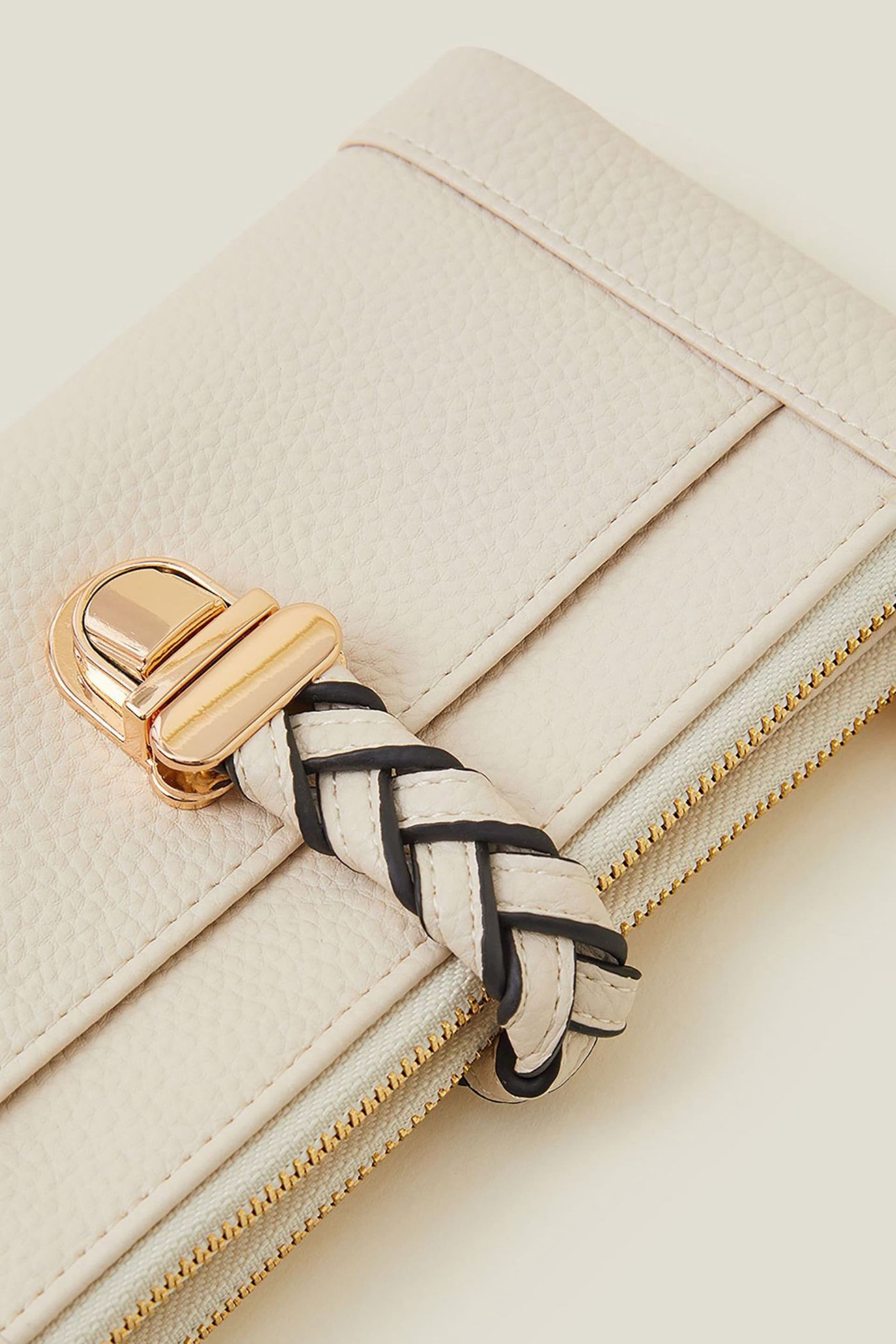 Accessorize Cream Plait Push Lock Purse - Image 3 of 3