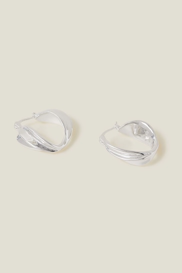 Accessorize Sterling Silver-Plated Twist Hoops