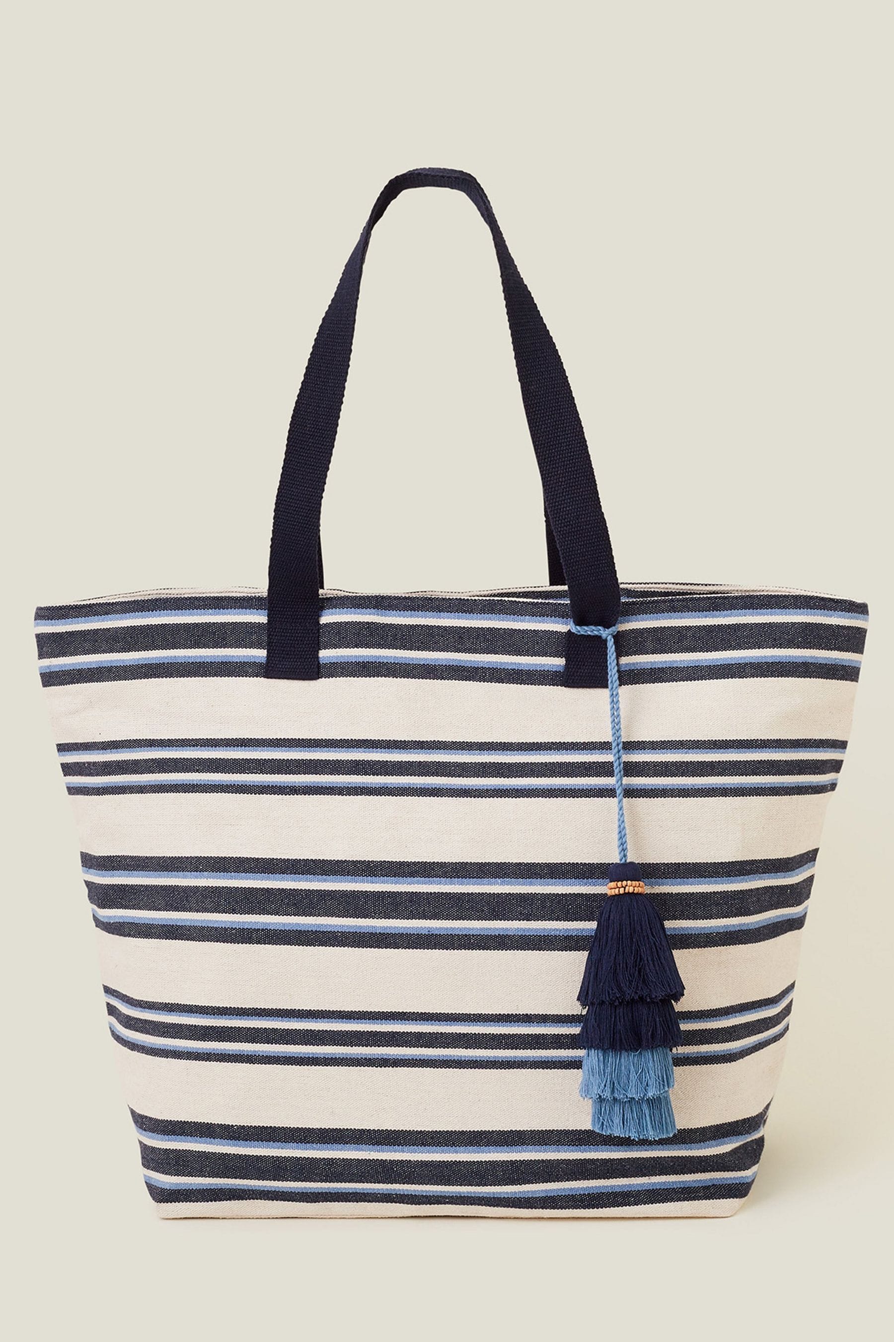 Buy Accessorize Blue Stripe Beach Tote Bag from Next Luxembourg