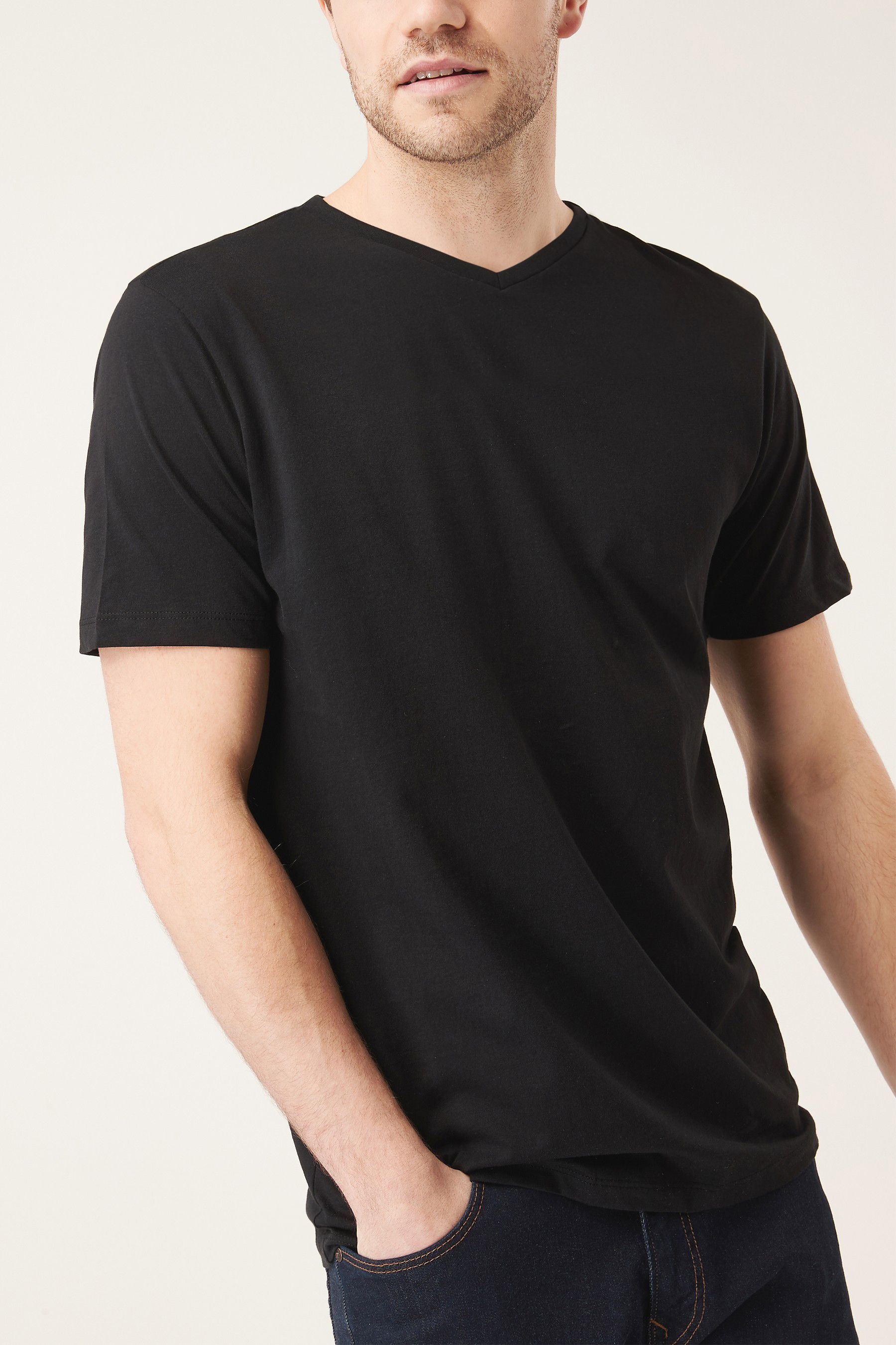 Mens black v neck shirt discount