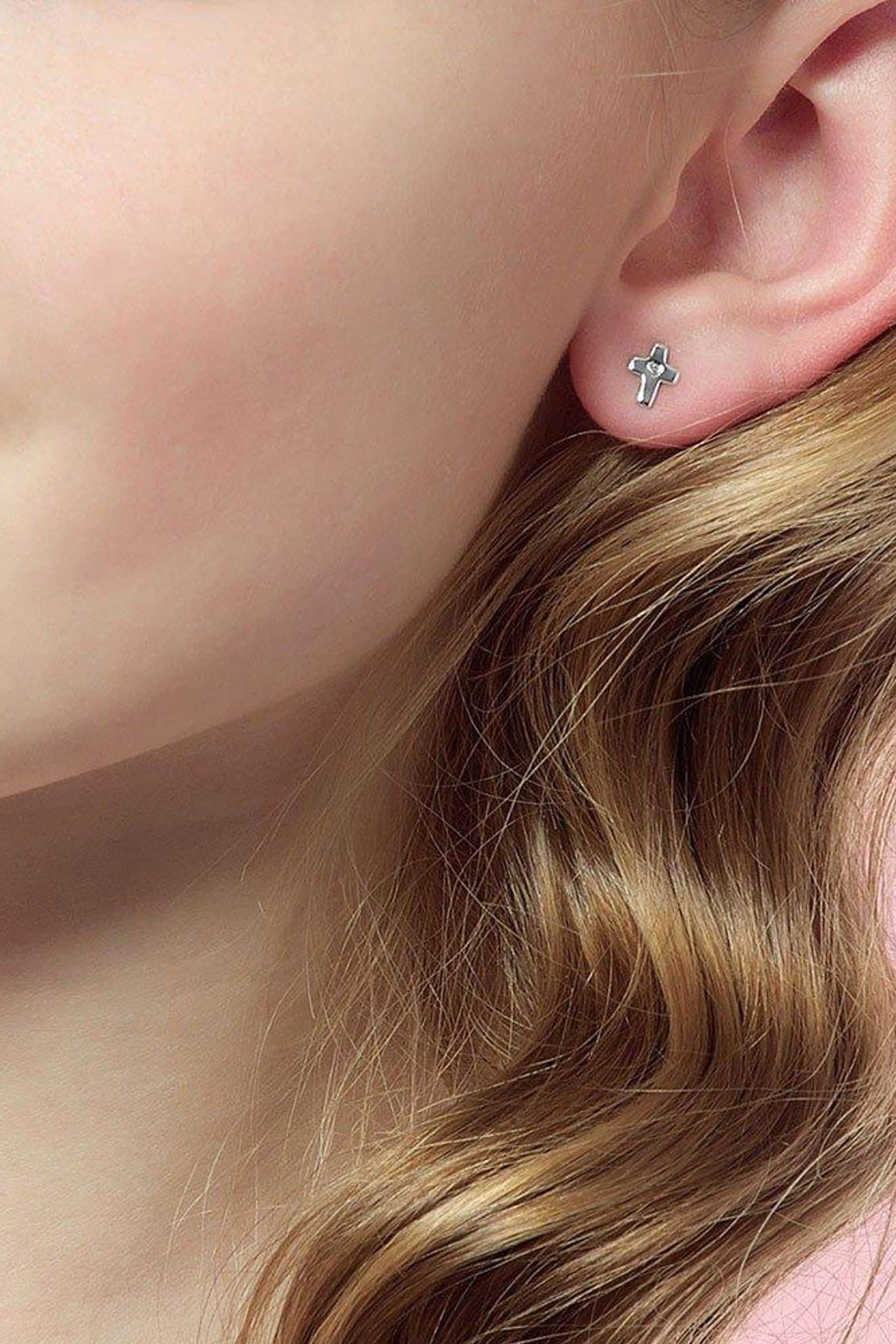 Beaverbrooks Childrens Diamond Cross Stud Earrings