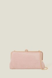 Accessorize Pink Suedette Clip Frame Clutch Bag - Image 1 of 3