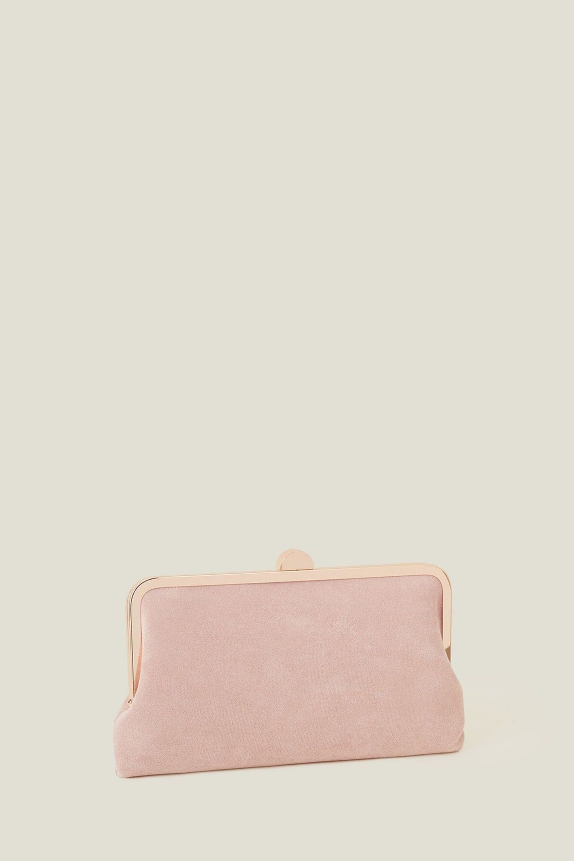 Accessorize Pink Suedette Clip Frame Clutch Bag - Image 2 of 3