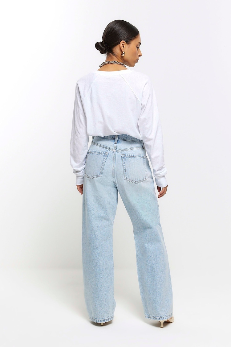 River Island Blue Petite High Rise Relaxed Straight Fit Jeans - Image 2 of 5