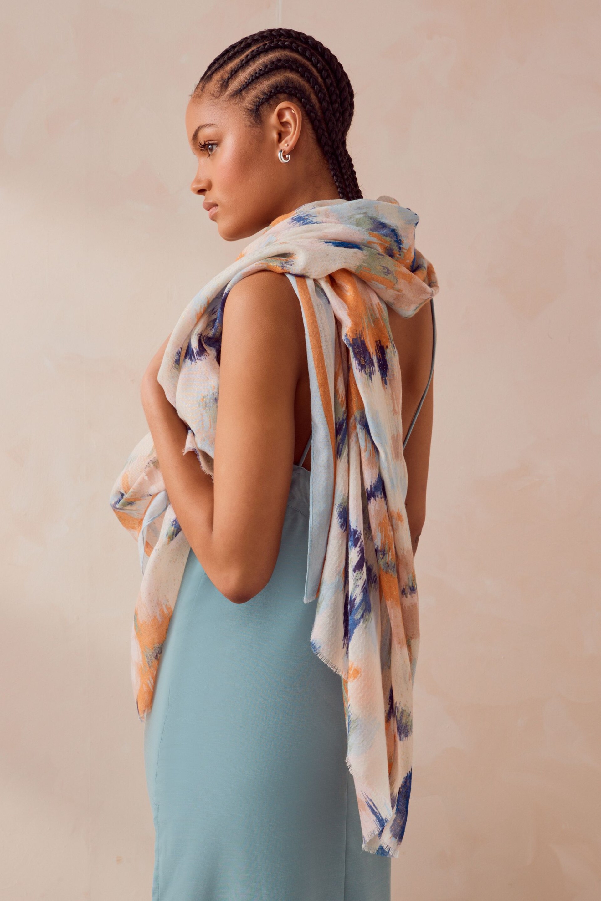 Blue Watercolour Lightweight Scarf - Image 1 of 5