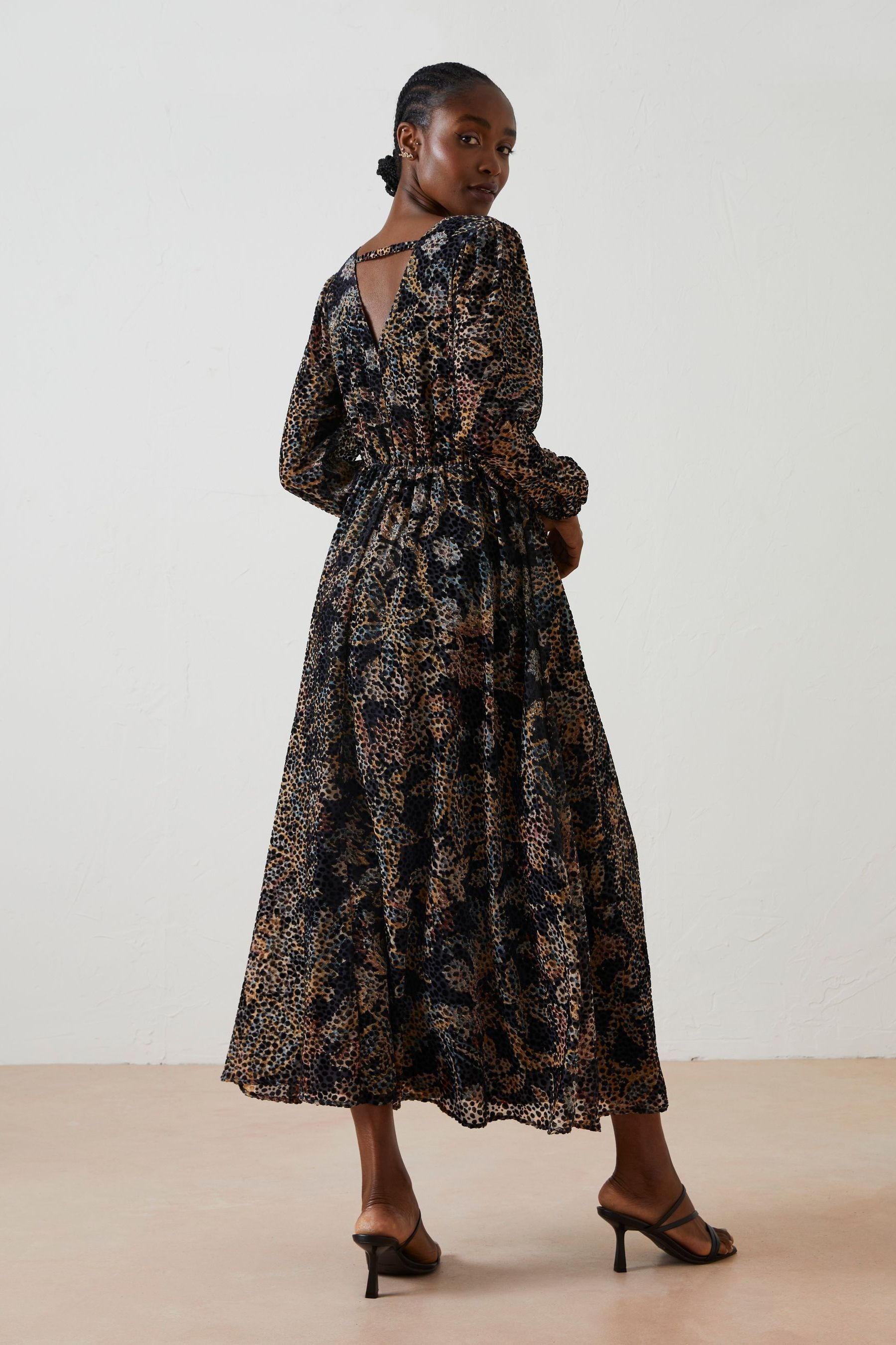 Buy FatFace Black Victoria Floral Devore Midi Dress from Next Luxembourg