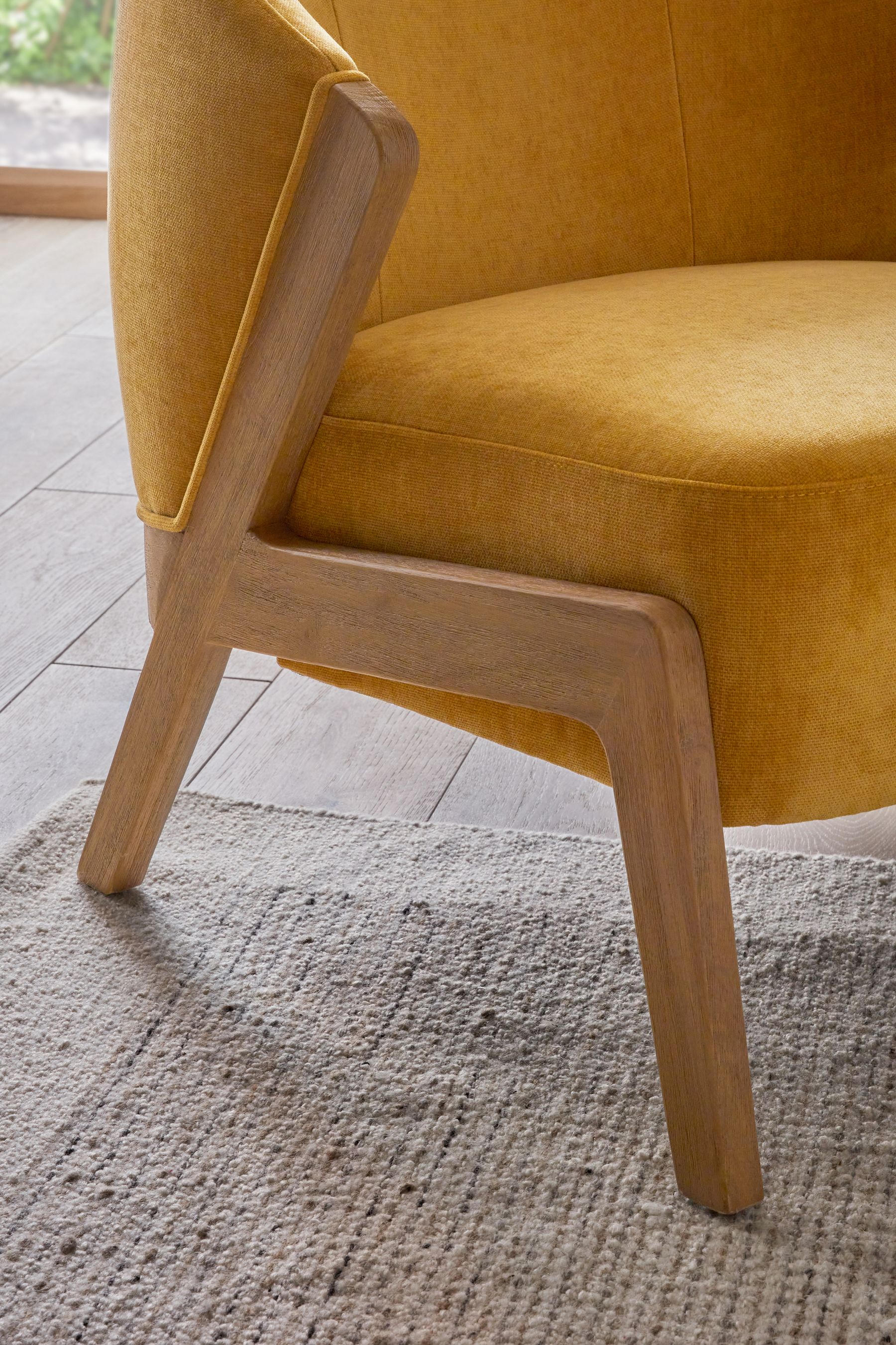 Buy Bronx Frame Fine Chenille Ochre Yellow Turner Wooden Accent Chair from the Next UK online shop