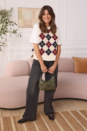 Levi's® Andria Argyle White Swan Collegiate Argyle Vest - Image 1 of 10