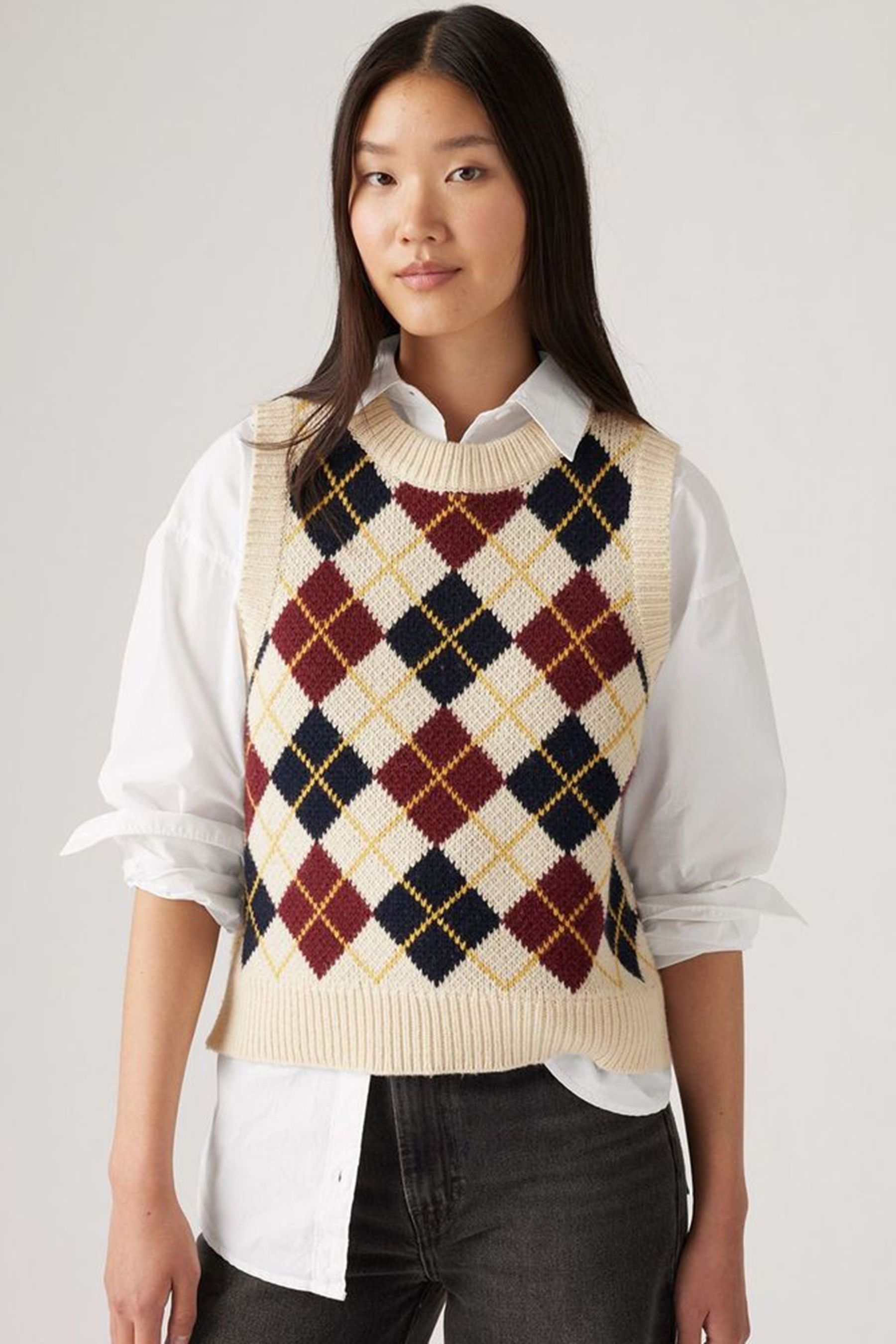 Levi s Andria Argyle White Swan Collegiate Argyle Vest