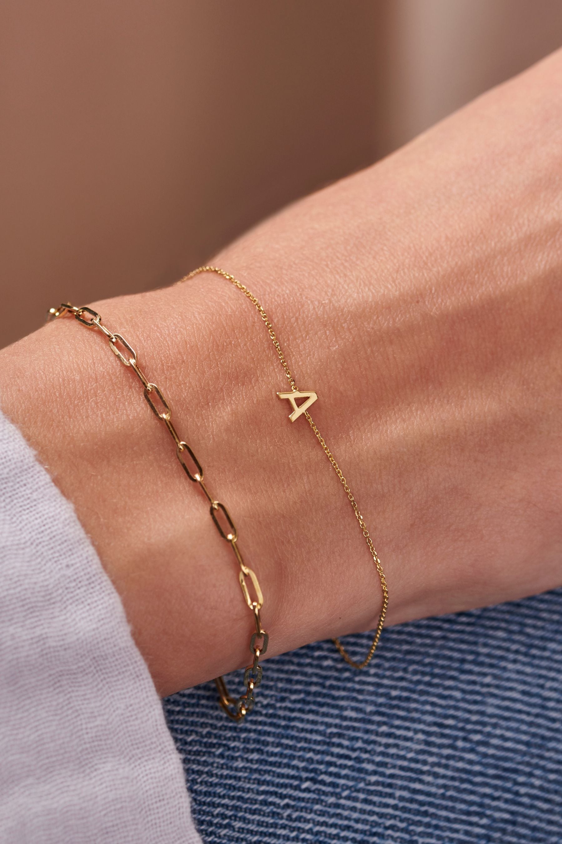 9ct gold cheap initial bracelet