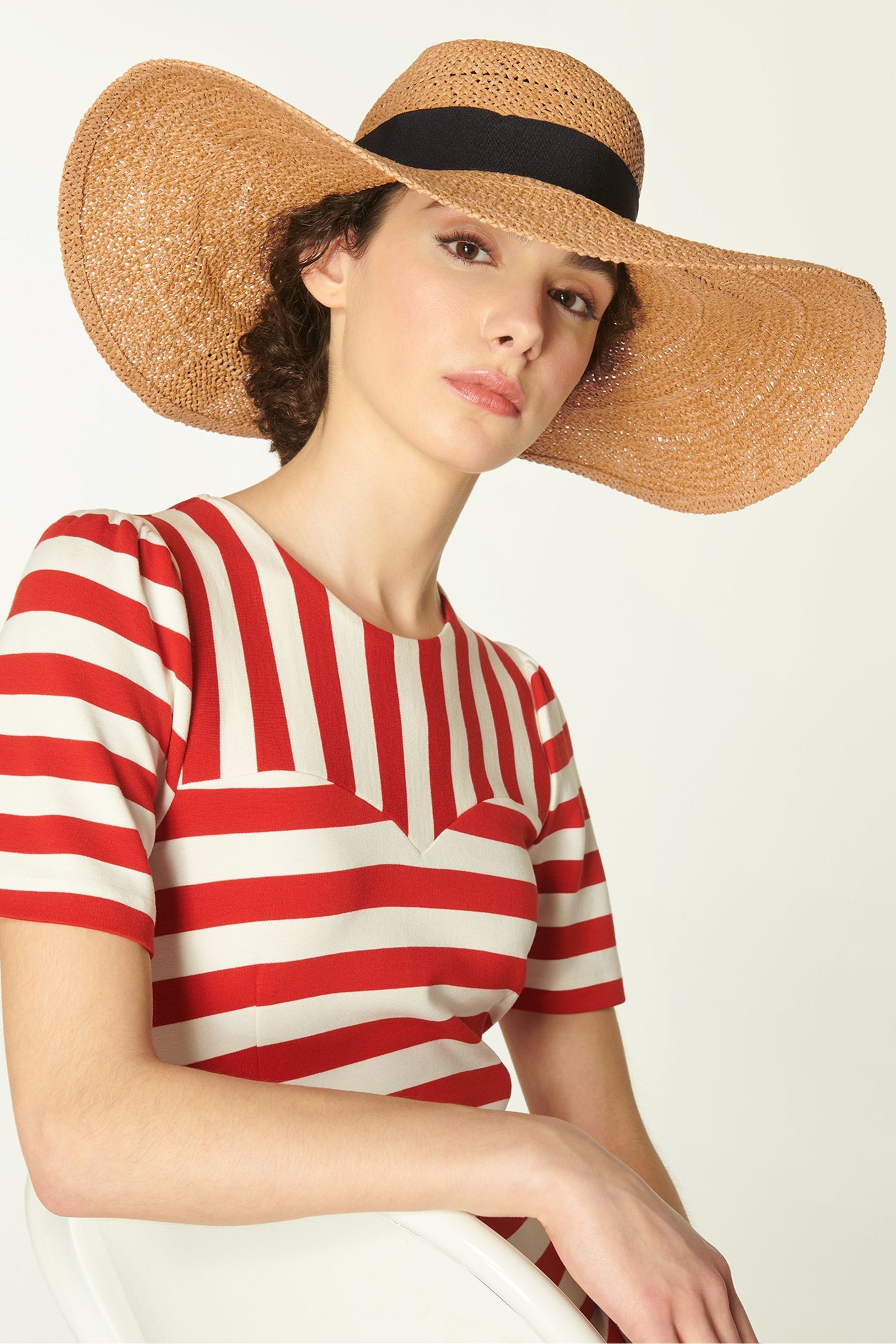 Buy LK Bennett Natural Saffron Floppy Hat With Ribbon from the