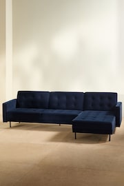 MADE.COM Midnight Navy Blue Velvet Rosslyn Right Hand Facing Sofa Bed - Image 2 of 5