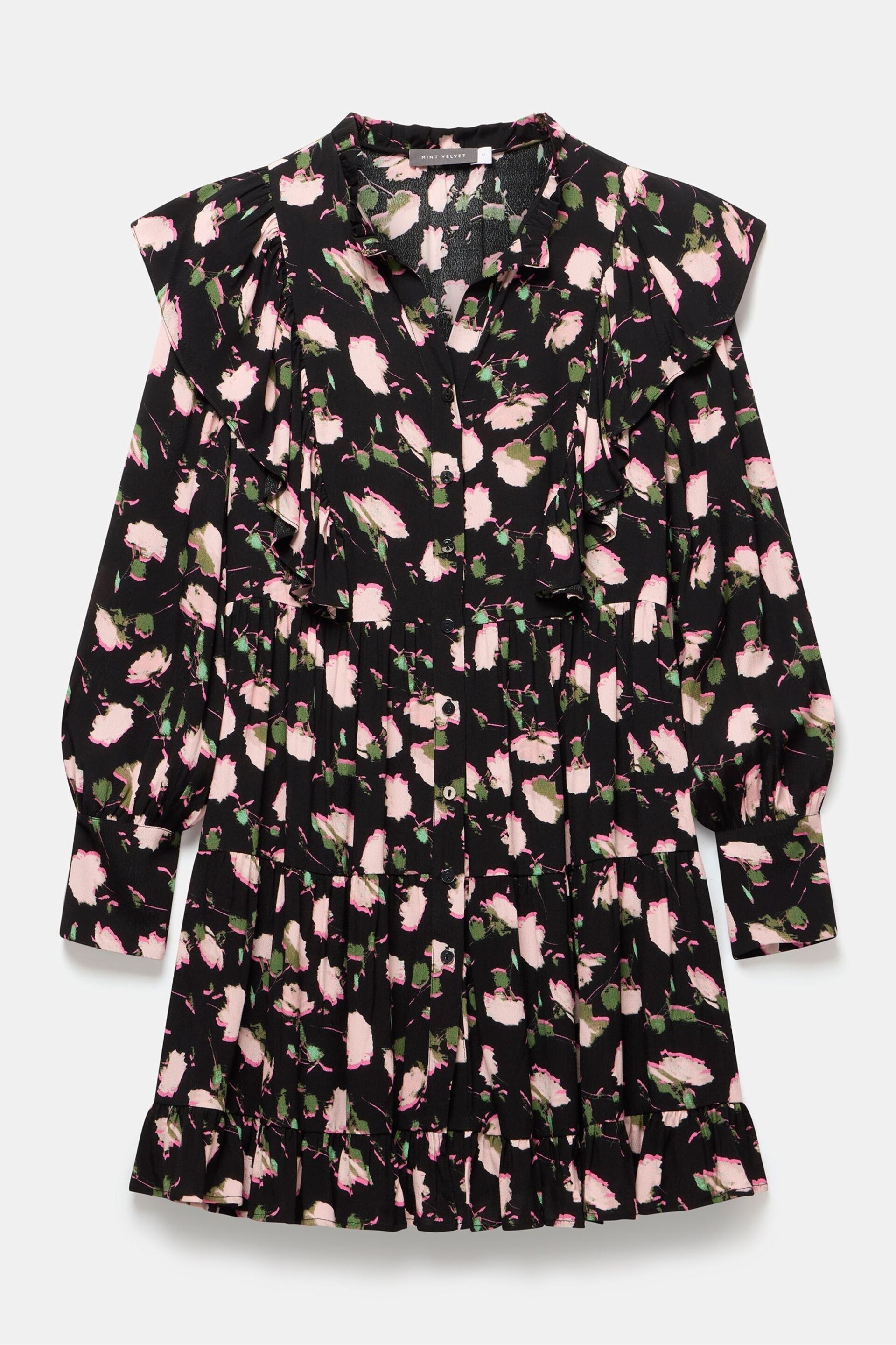 Mint Velvet Black Mini Floral Dress - Image 4 of 5