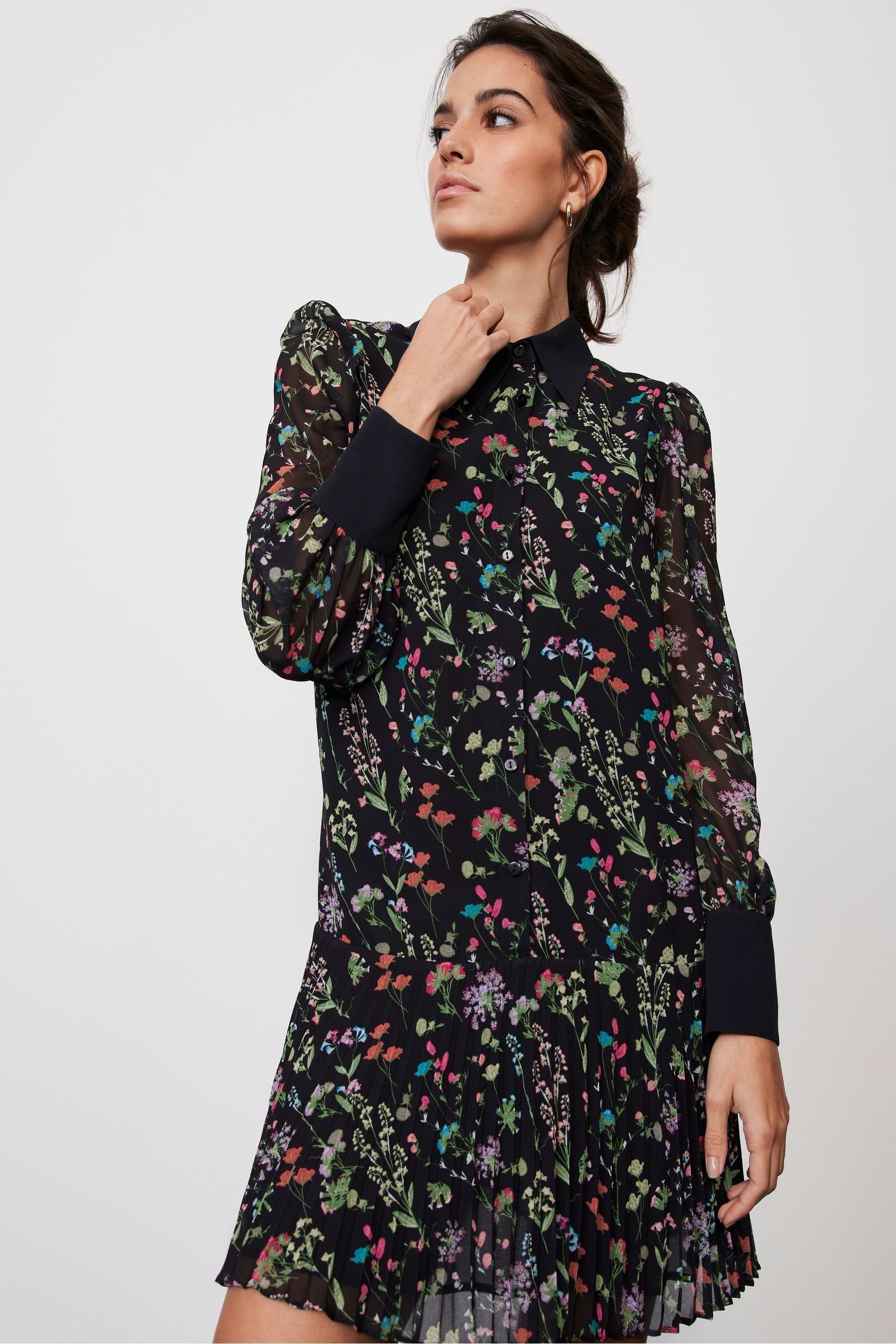 Buy Mint Velvet Black Mini Floral Dress from Next Luxembourg