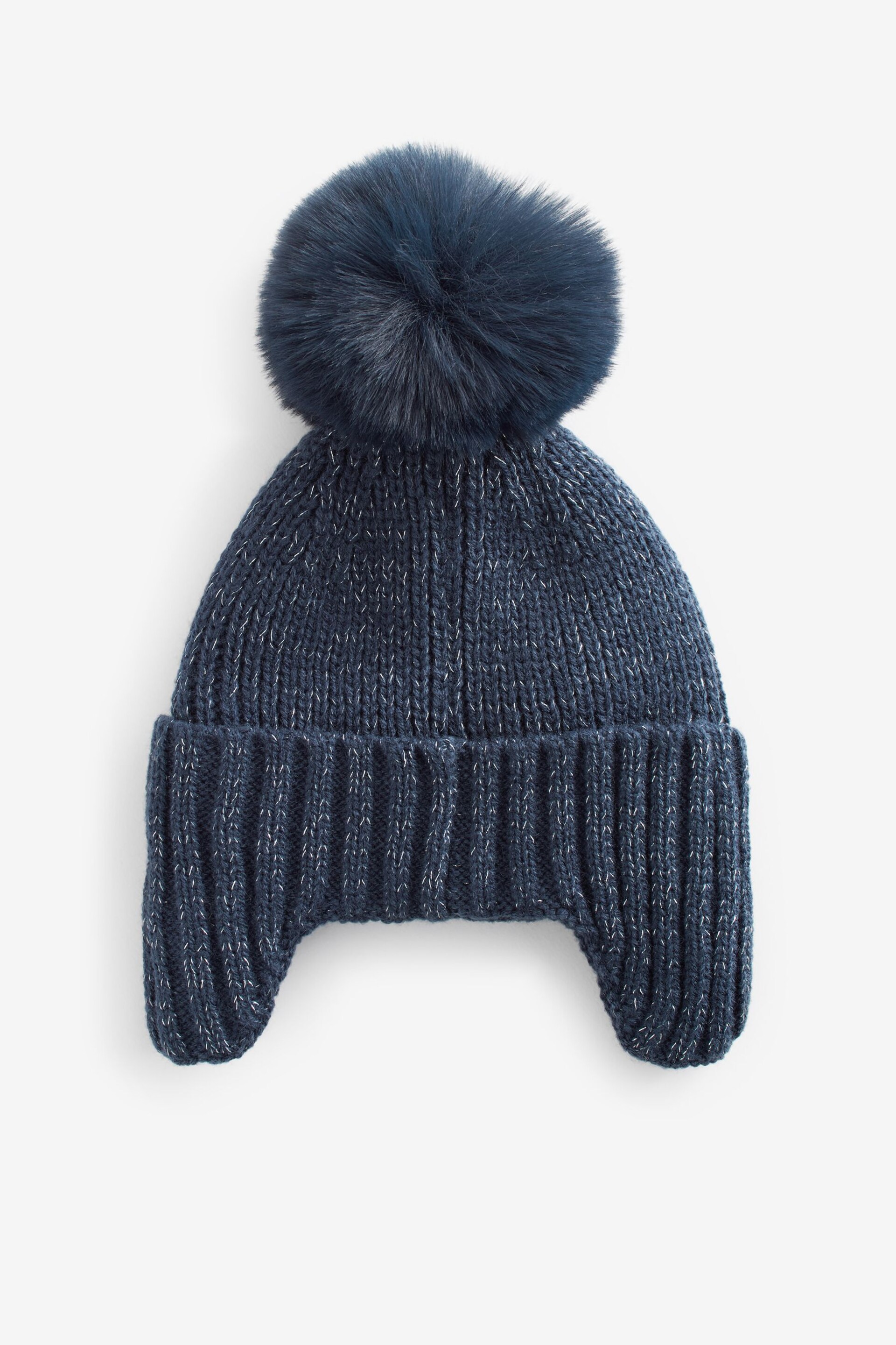 Navy Pom Pom Trapper Hat (3mths-13yrs) - Image 1 of 2