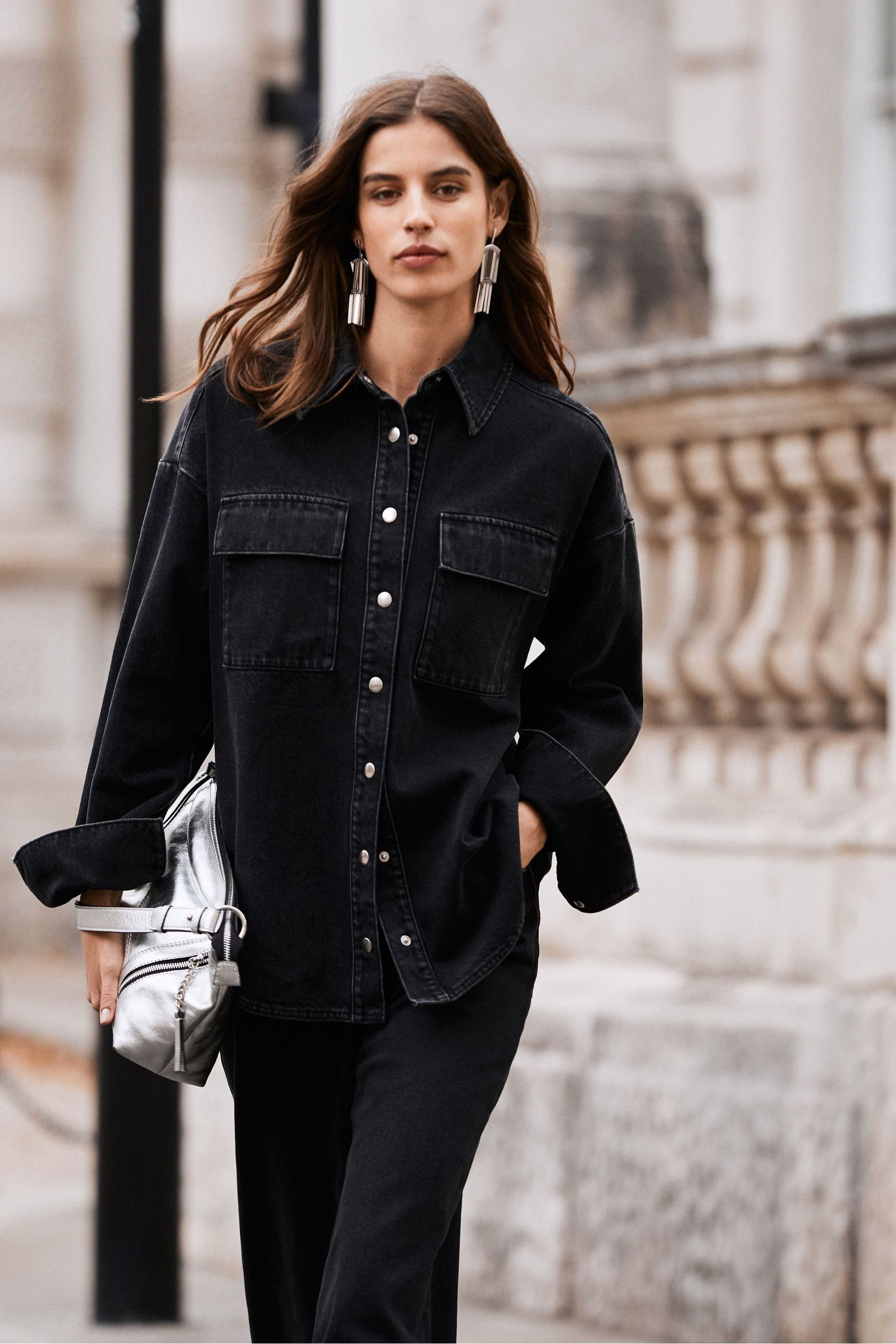 Black denim shirt outfit new arrivals