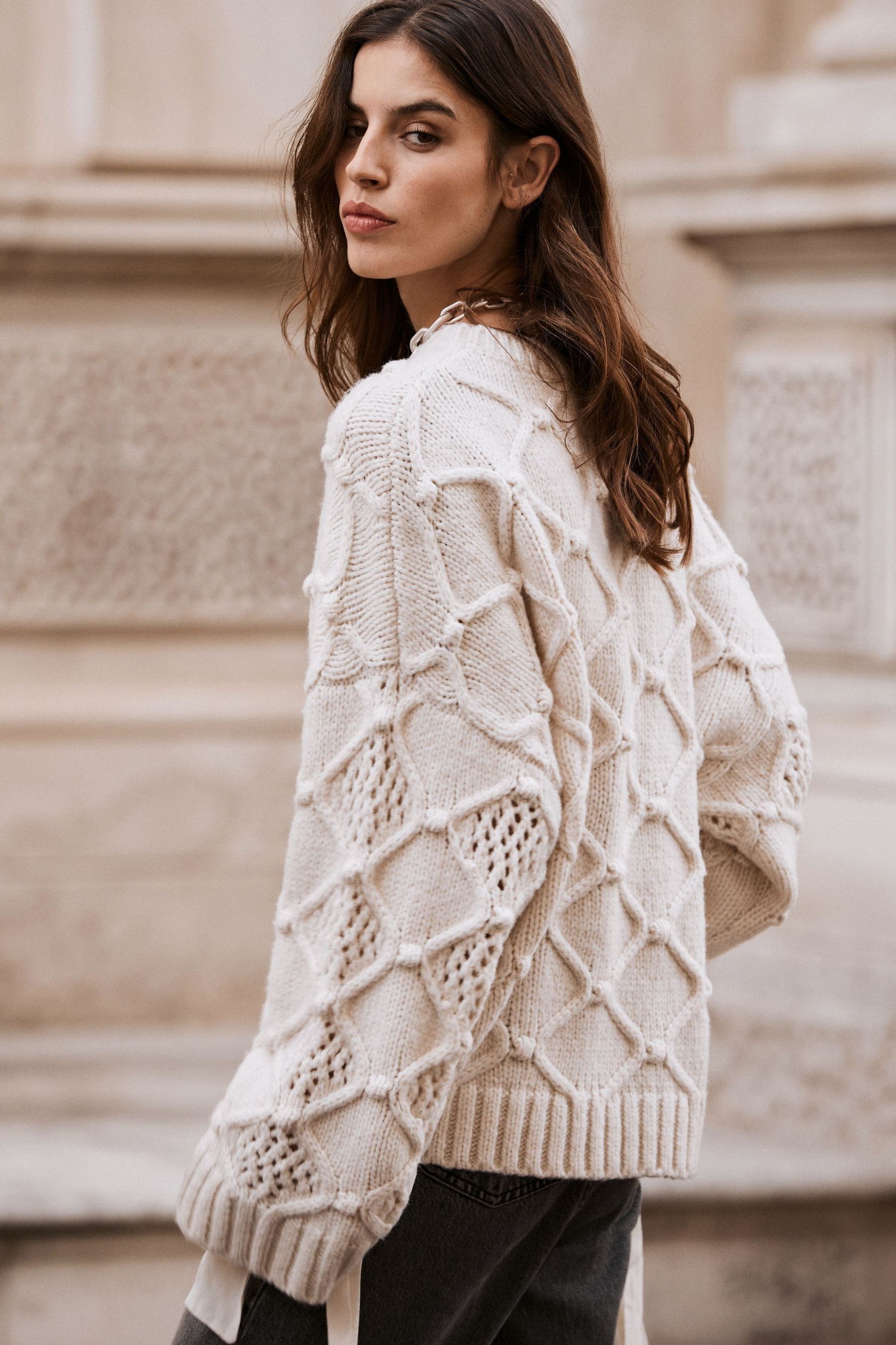 Cream online bobble jumper