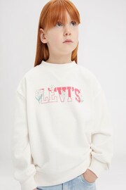 Levi's® White Floral Logo Crew Neck Sweater Jumper - Image 3 of 7