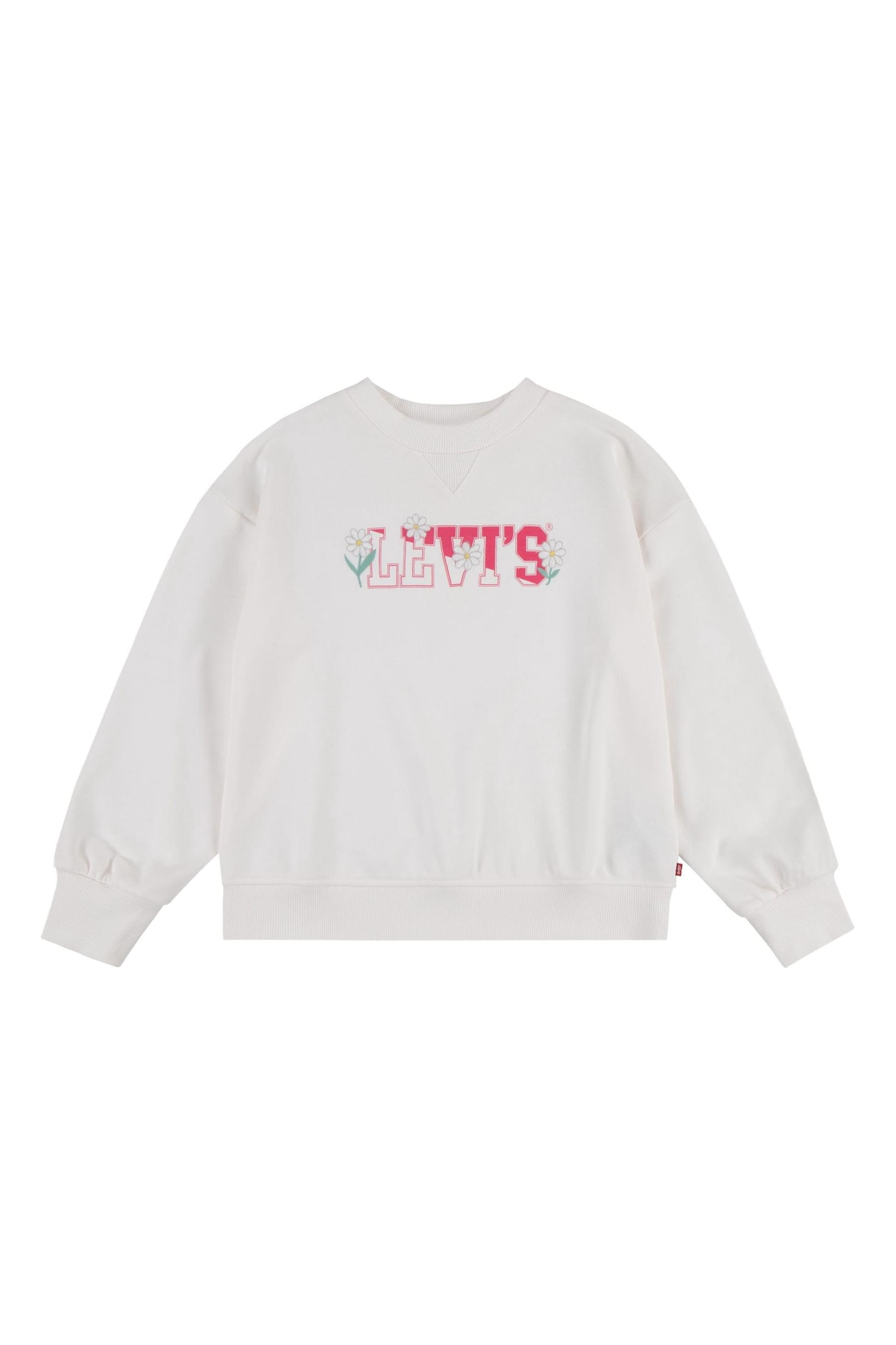Levi's® White Floral Logo Crew Neck Sweater Jumper - Image 4 of 7