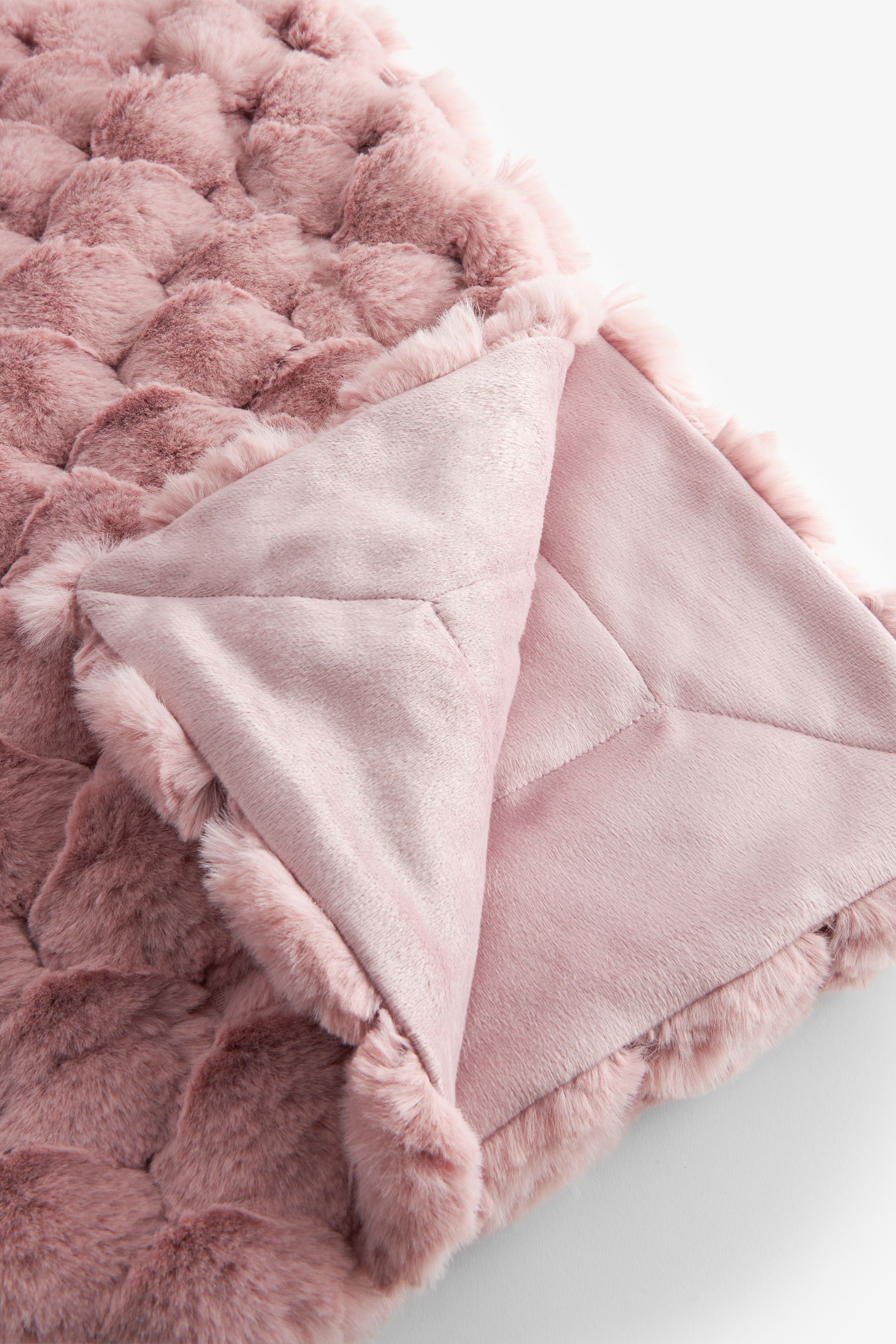 Next pink fur throw best sale