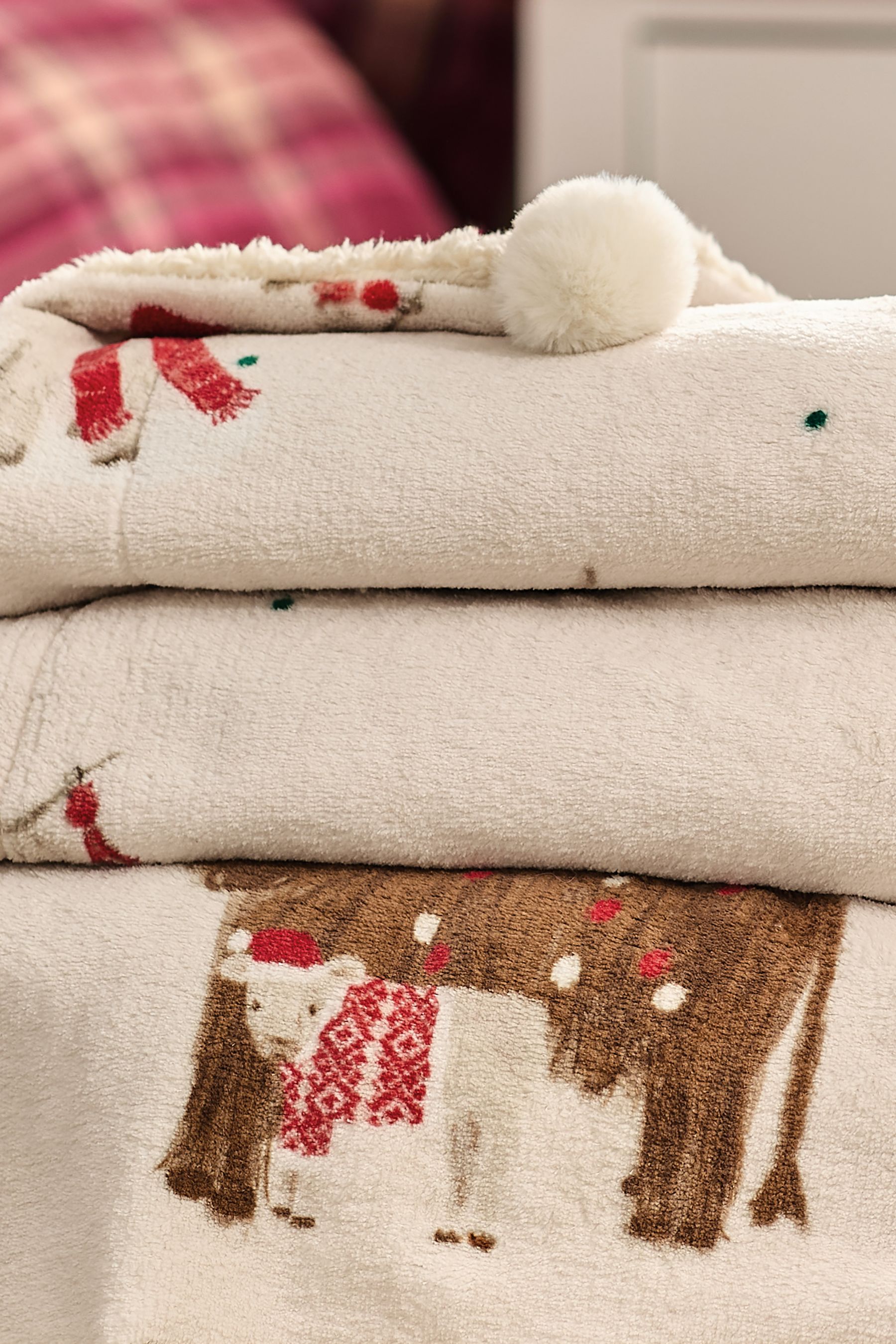 Buy Natural Christmas Hamish Fleece Throw from the Next UK online shop