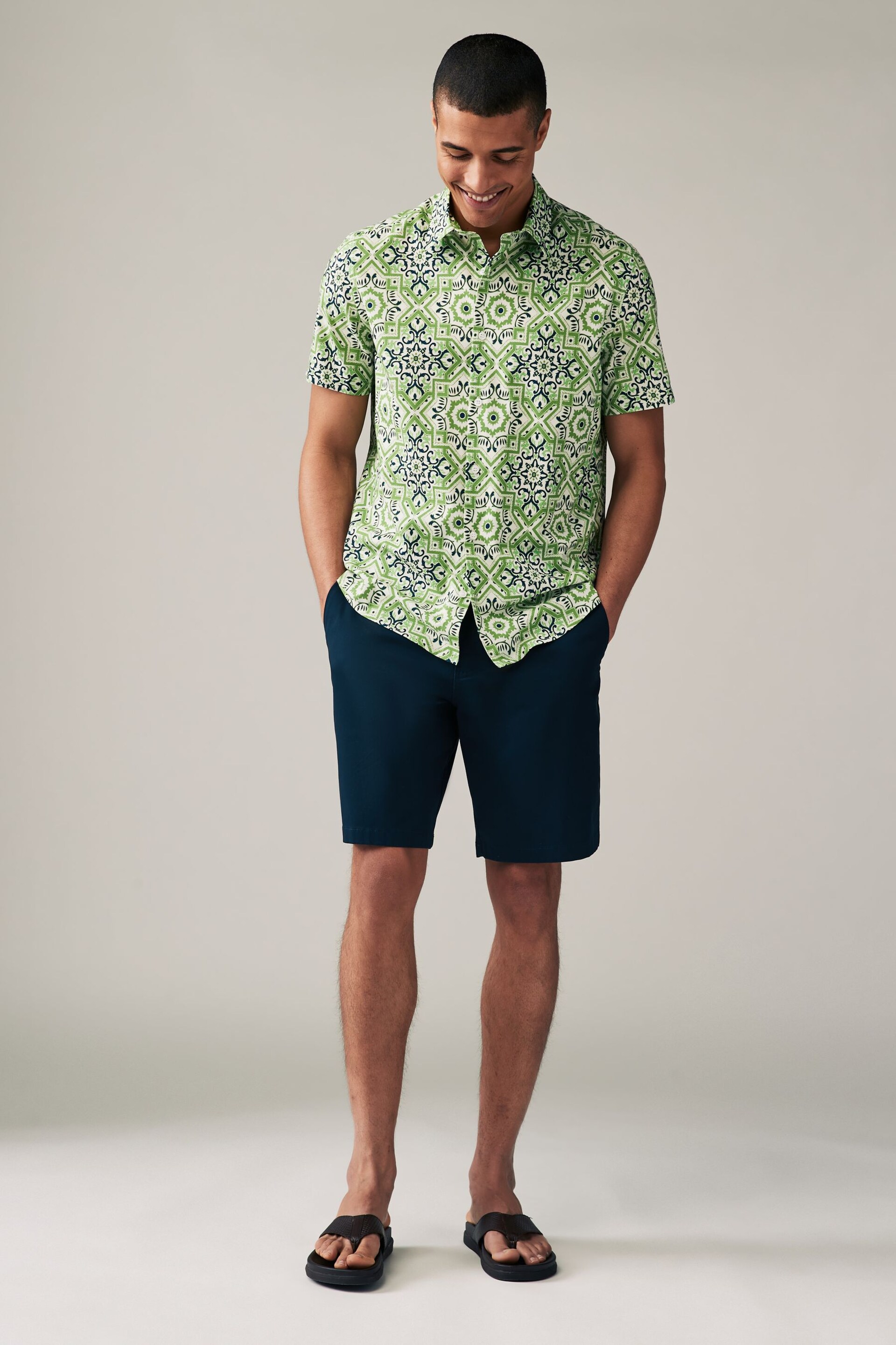 Green Printed Short Sleeve Shirt - Image 3 of 8