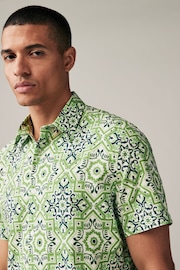 Green Printed Short Sleeve Shirt - Image 4 of 8