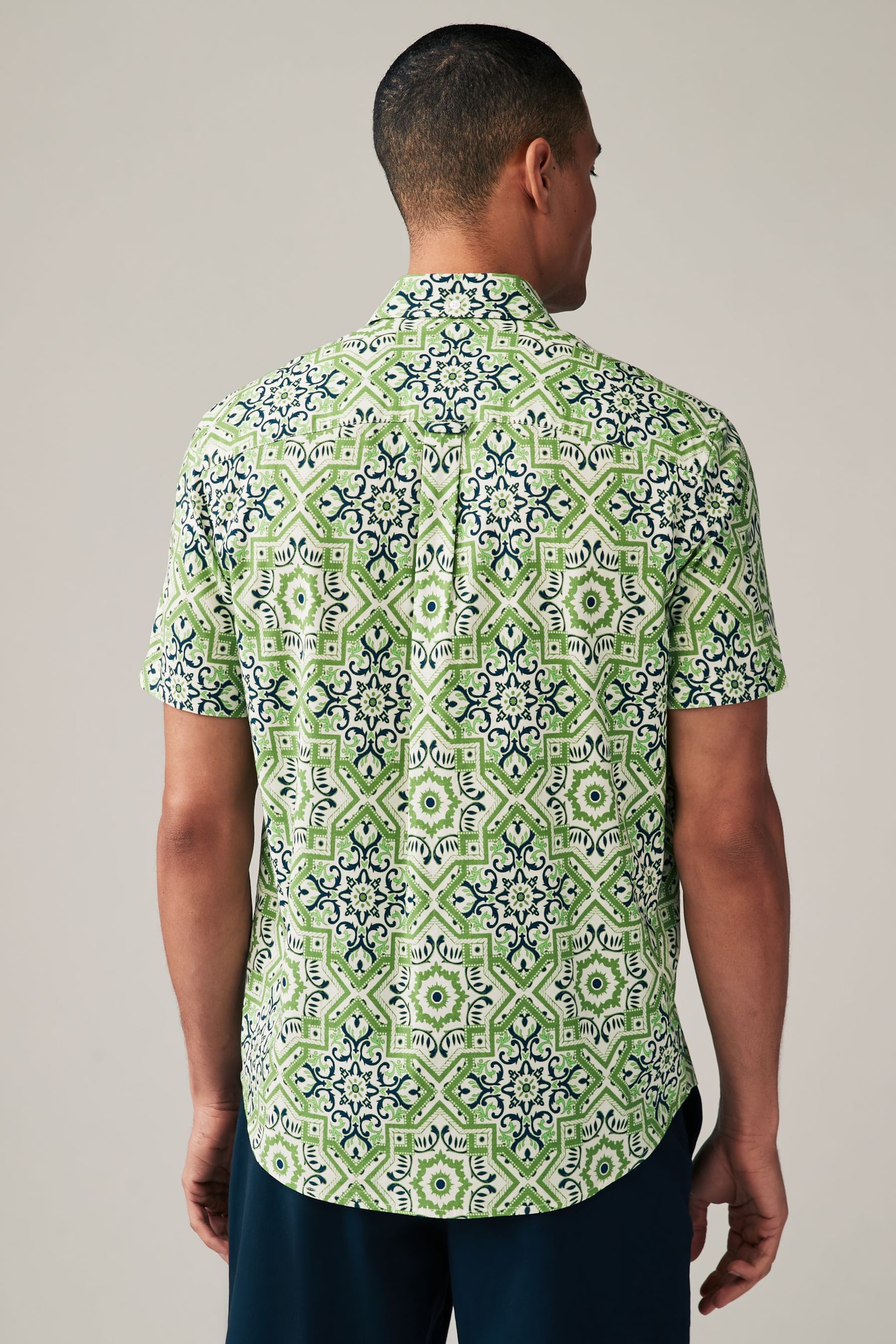 Green Printed Short Sleeve Shirt - Image 5 of 8
