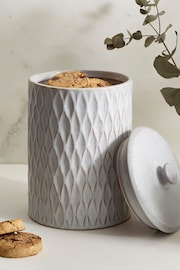 Grey Embossed Geo Biscuit Jar - Image 2 of 4