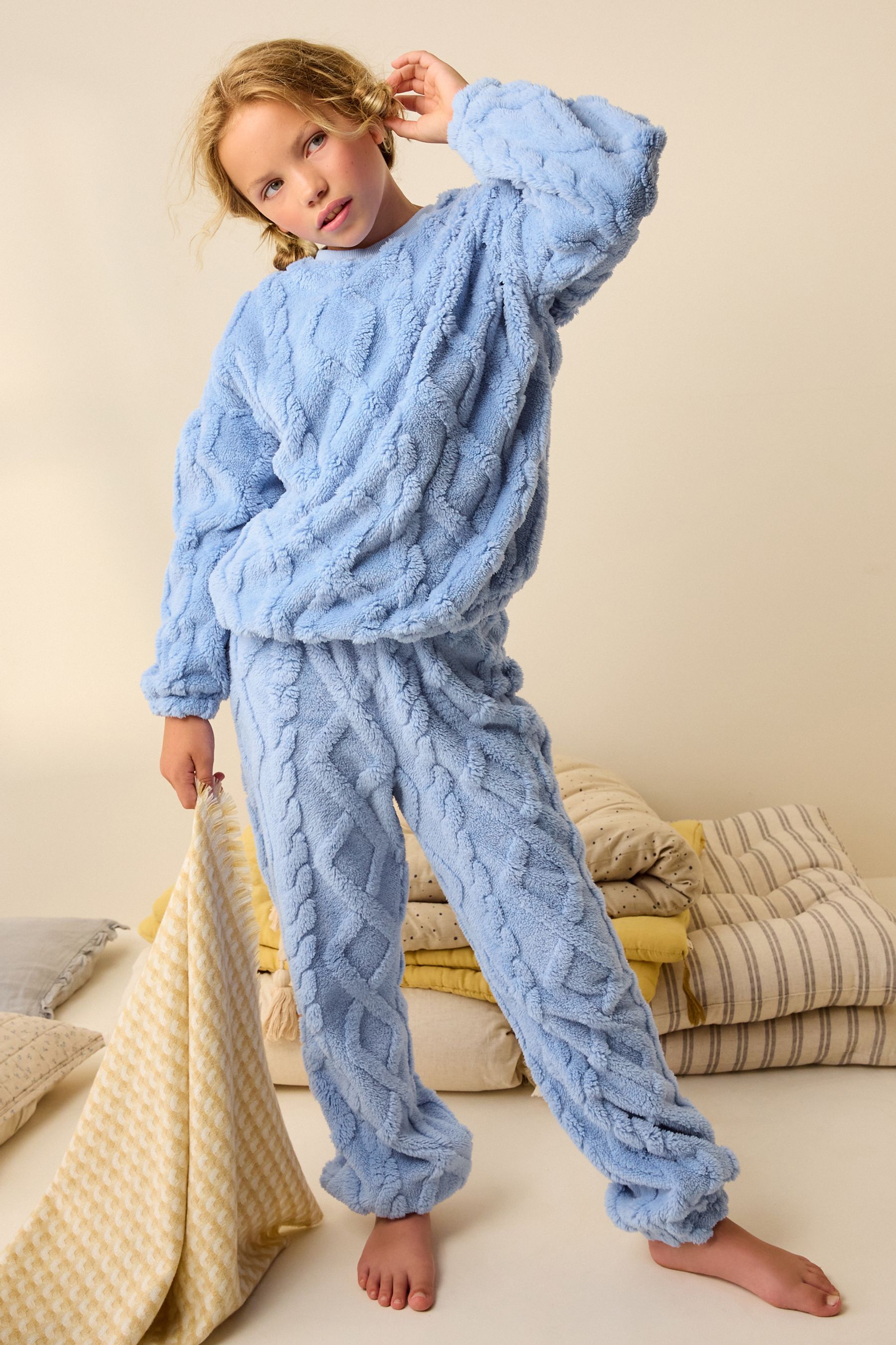 Blue fleece pajamas online