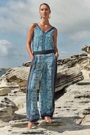 Love & Roses Blue Paisley V Neck V Back Woven Vest - Image 4 of 4