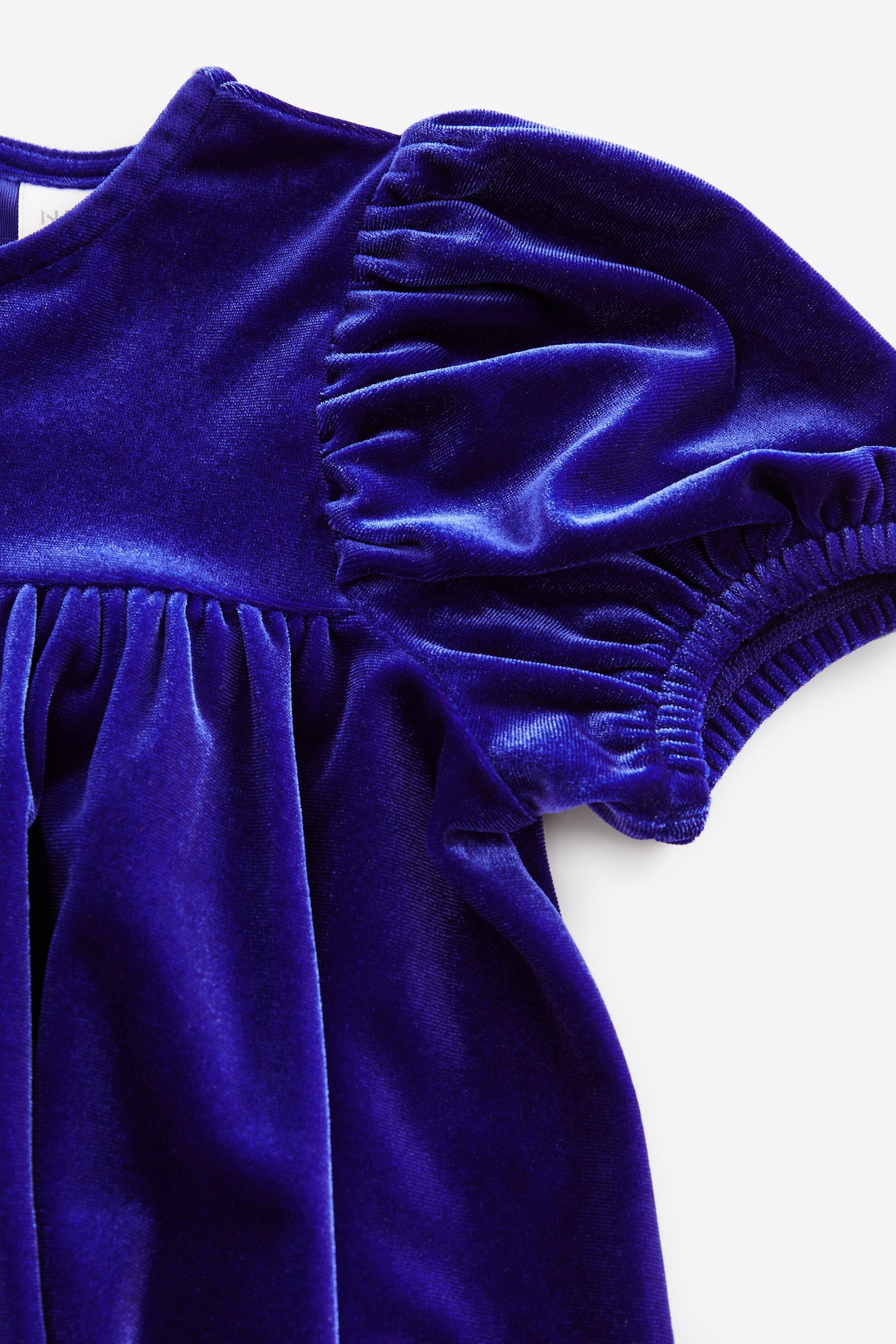 Buy Cobalt Blue Velvet Puff Sleeve Party Dress 3mths 10yrs from Next Luxembourg