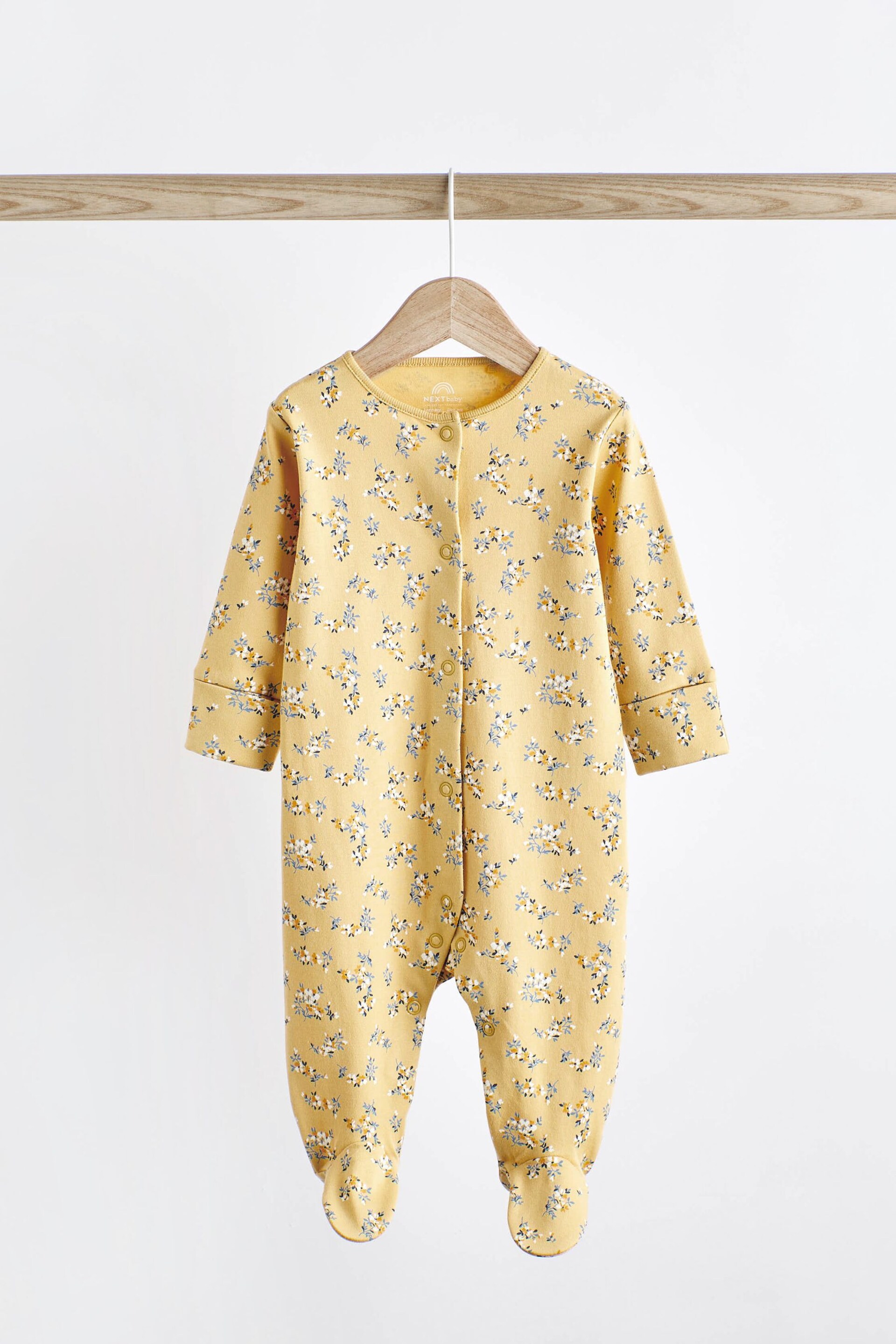 Ochre Yellow Baby Footed Sleepsuits 5 Pack (0-2yrs) - Image 5 of 16