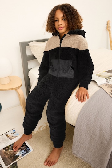 Black/Brown Fleece All-In-One (3-16yrs)