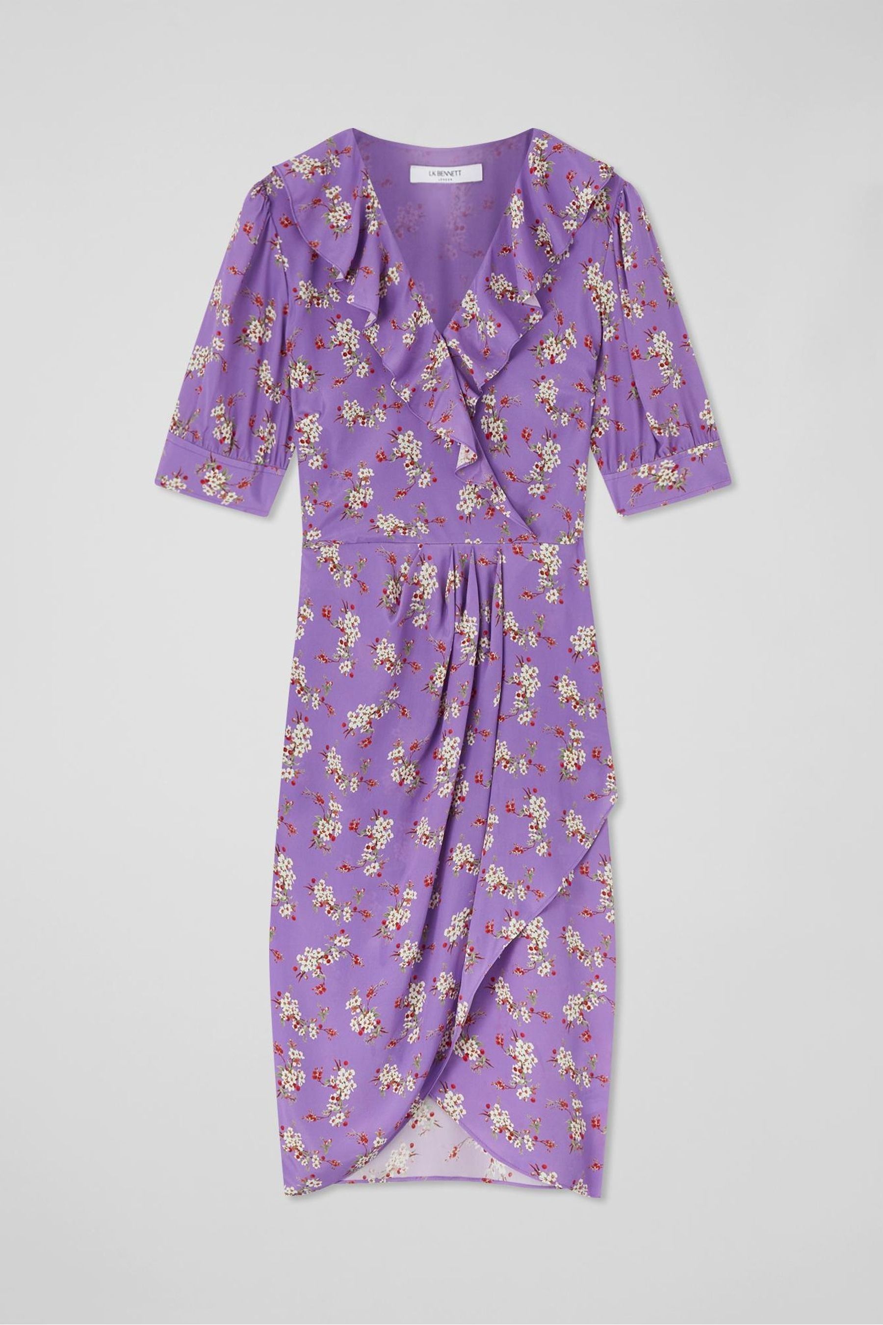 Buy LK Bennett Purple Ophelia Cherry Blossom Print Ruffle Dress from Next Lithuania