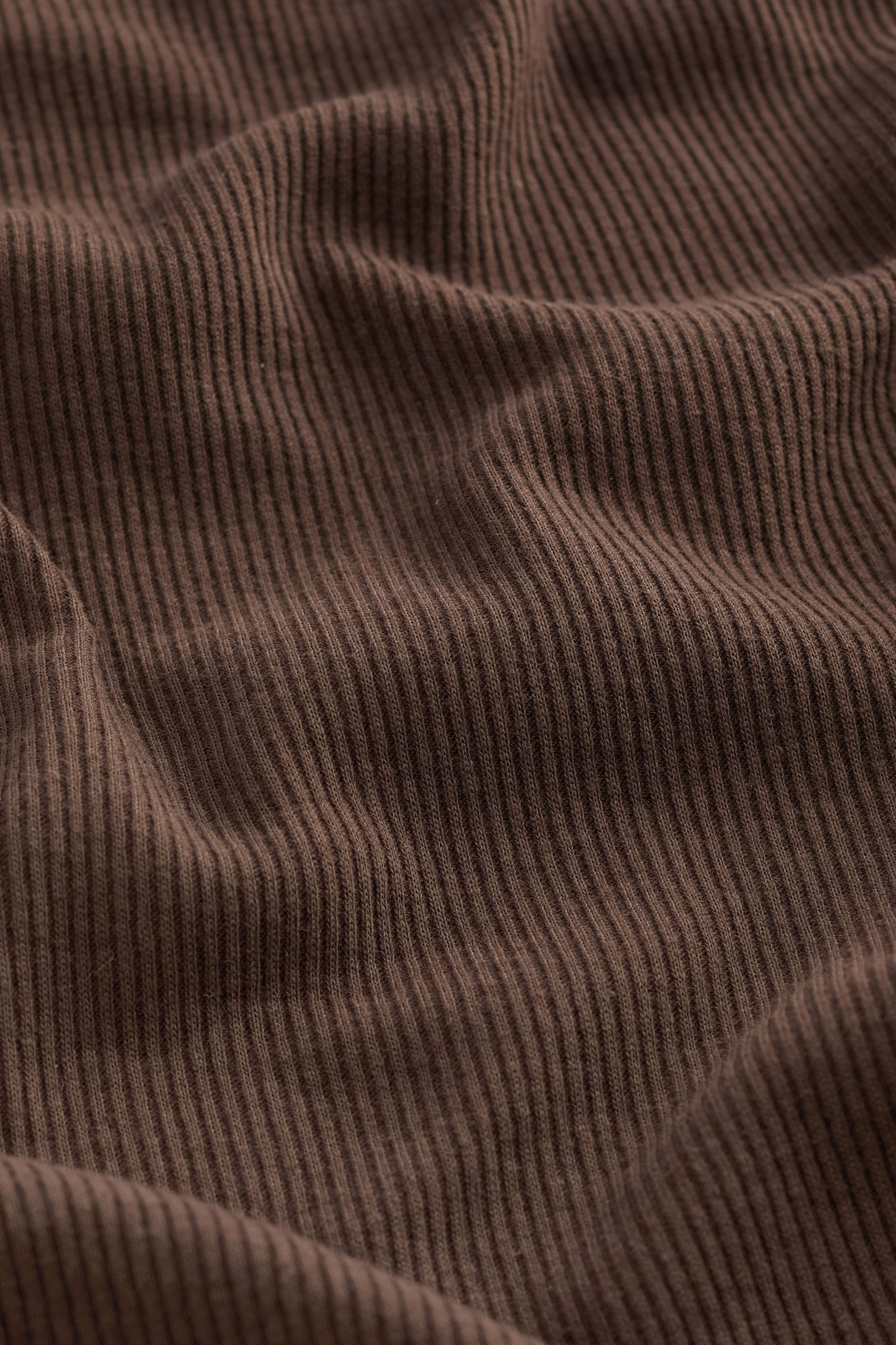 Chocolate Brown Scoop Neck Long Sleeve Ribbed Midaxi Dress - Image 6 of 6