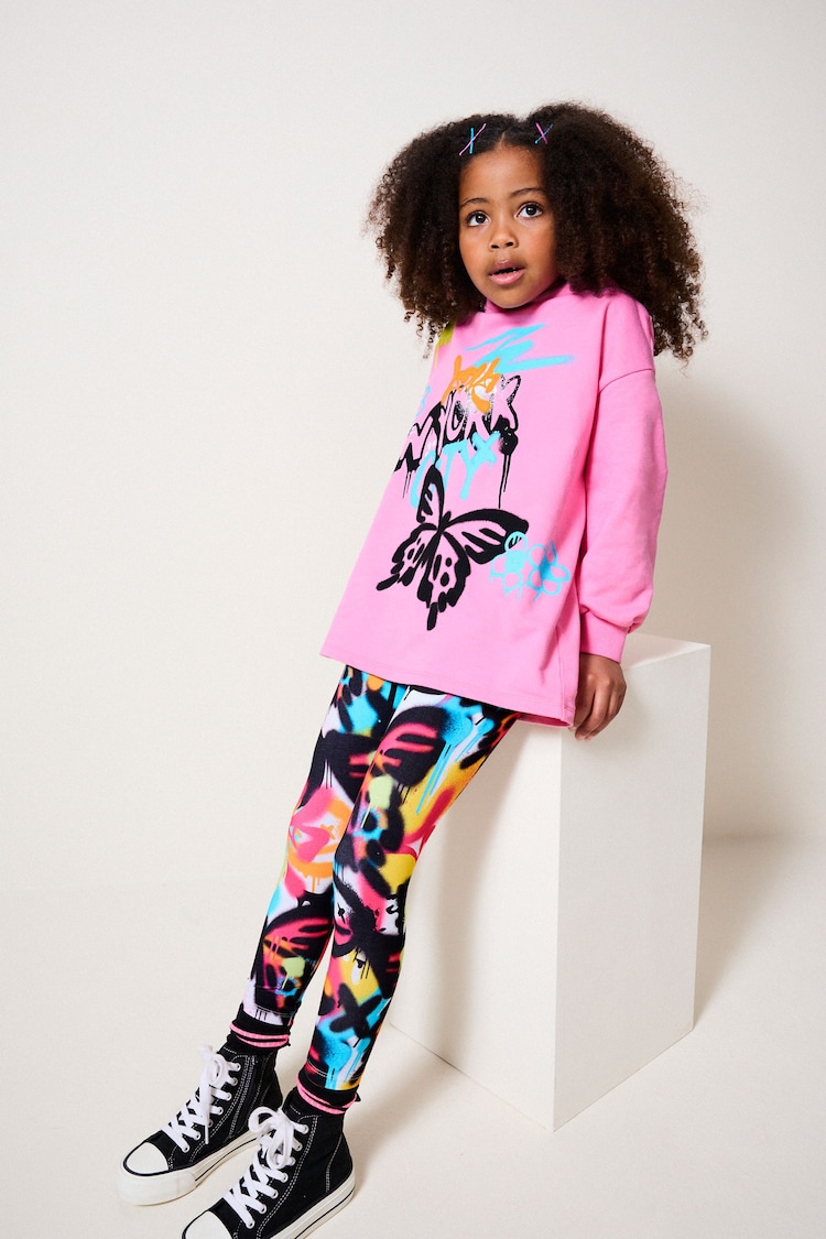 Pink Graffiti 100% Cotton Hoodie and Leggings Set (3-16yrs) - Image 2 of 5